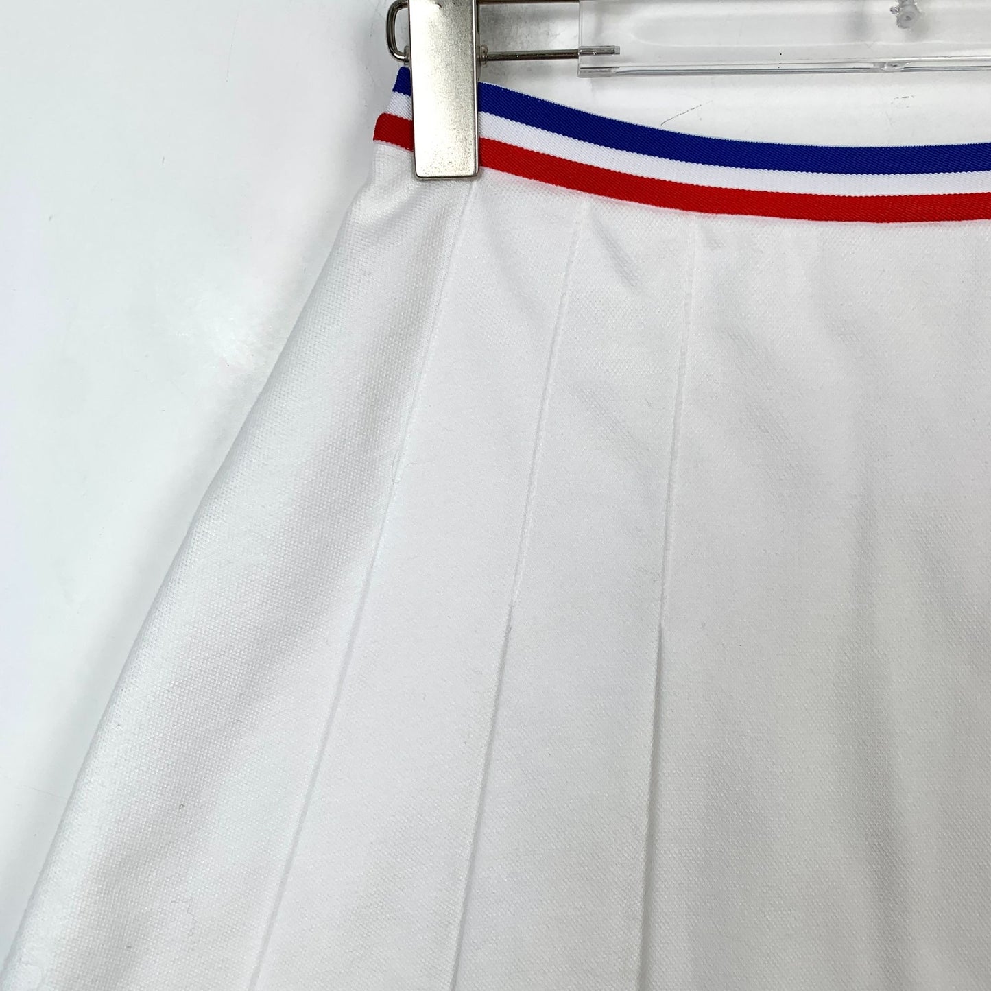 Celine white logo embroidered cotton pleated skirt