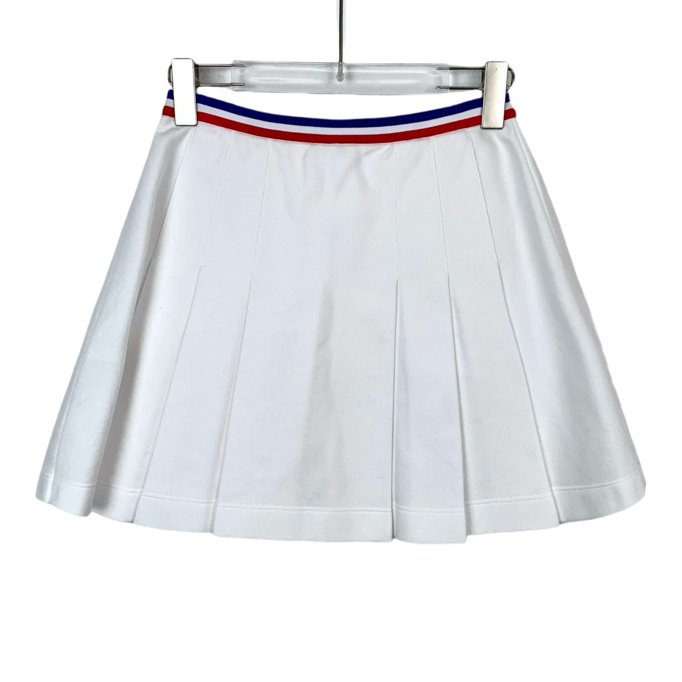 Celine white logo embroidered cotton pleated skirt