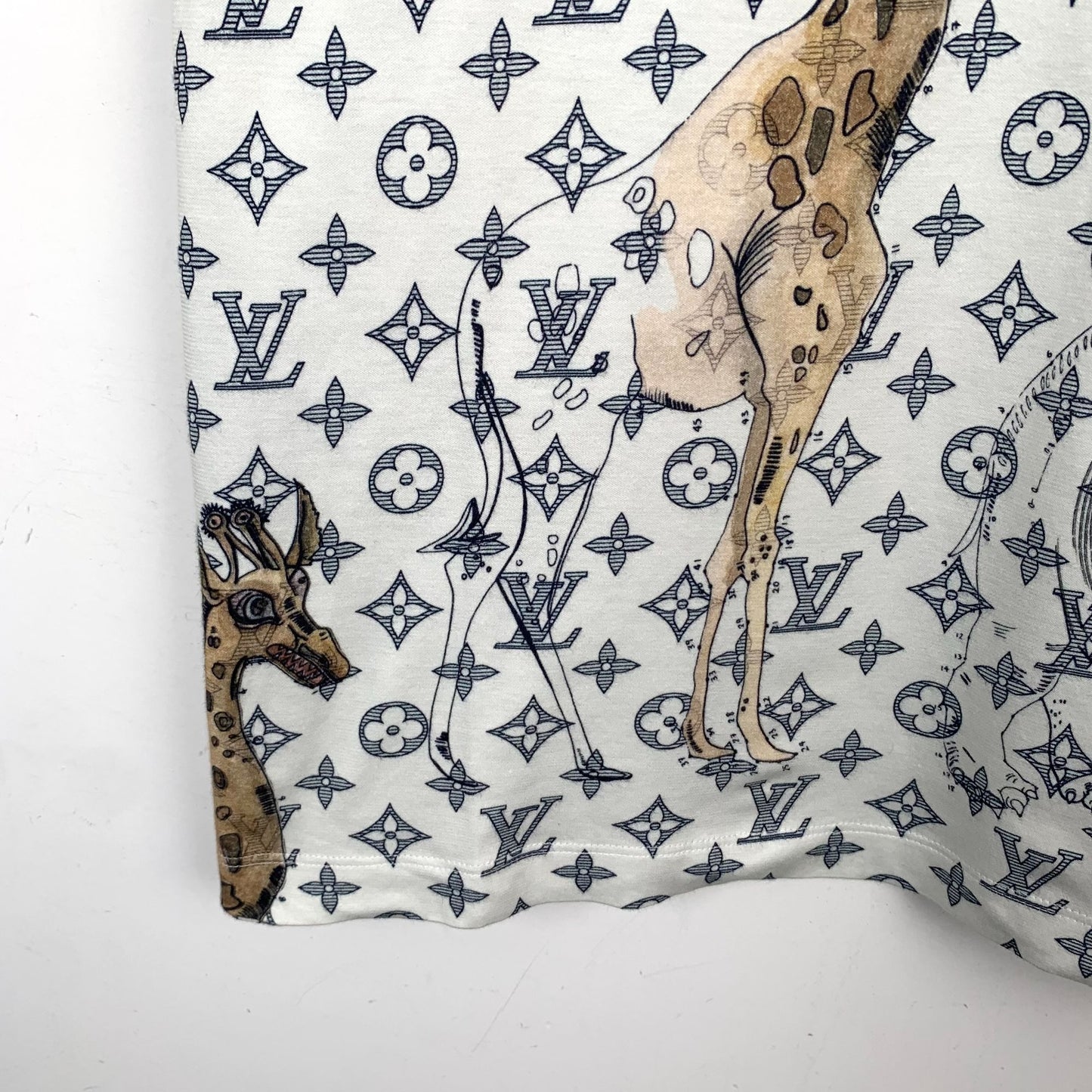 Louis Vuitton Color-Blocked Monogram Print Crewneck Cotton T-Shirt (Size L)