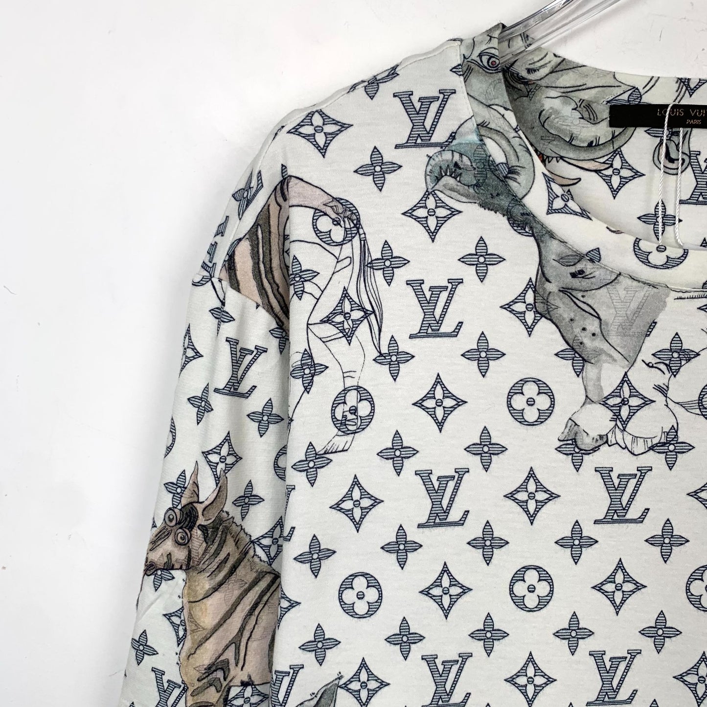 Louis Vuitton Color-Blocked Monogram Print Crewneck Cotton T-Shirt (Size L)