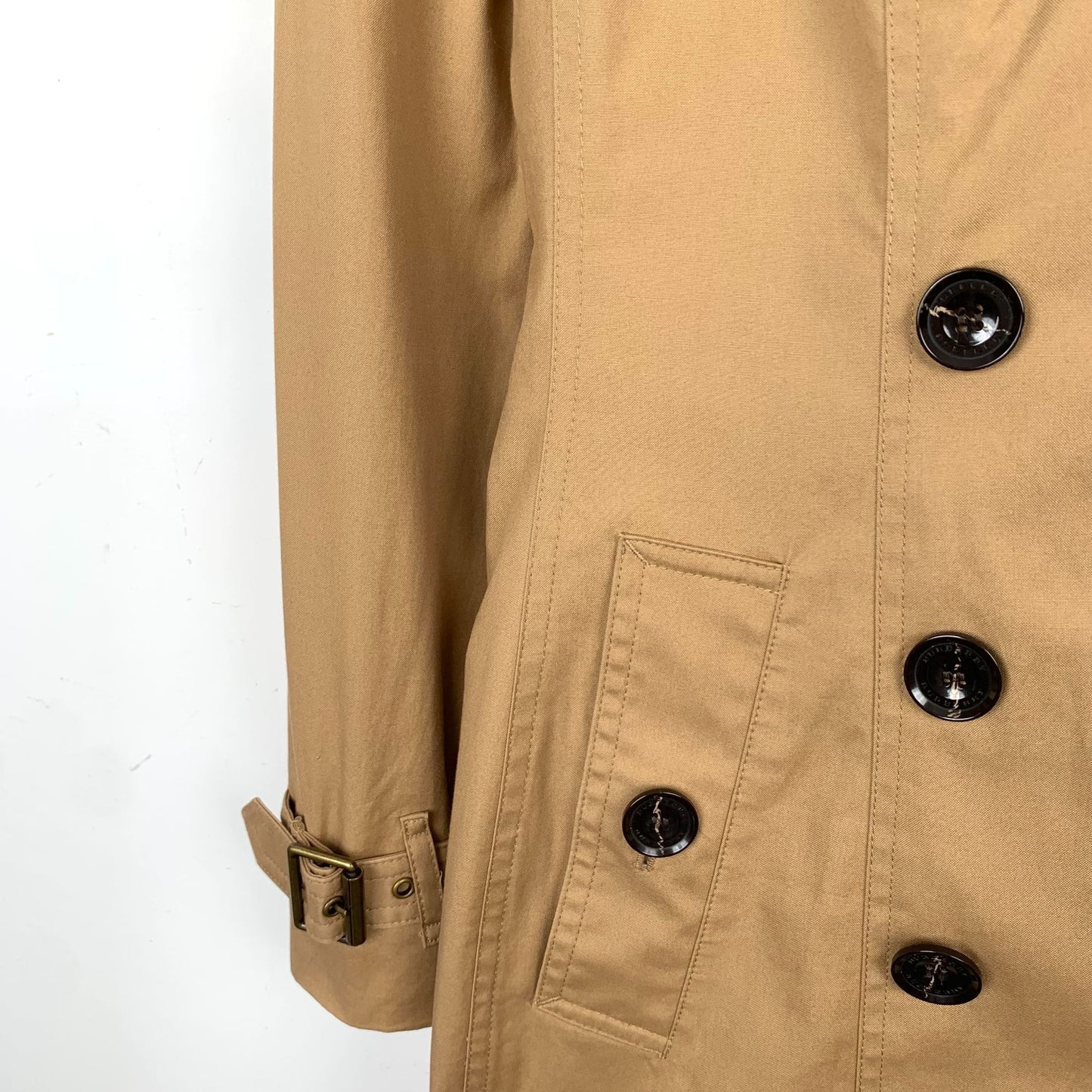 Burberry Brown Cotton Double-Breasted Hooded Trench Coat with Belt (Size 38)