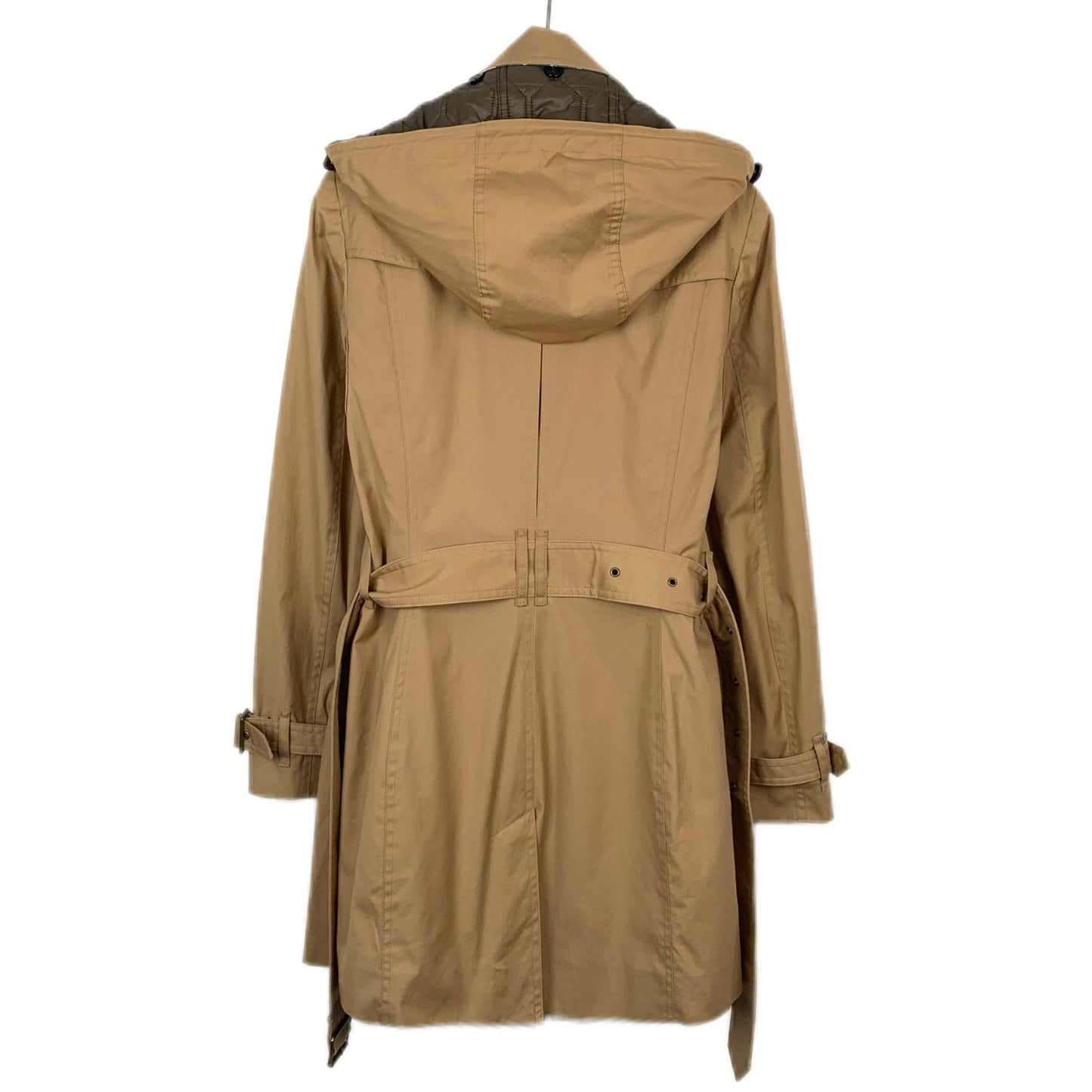 Burberry Brown Cotton Double-Breasted Hooded Trench Coat with Belt (Size 38)