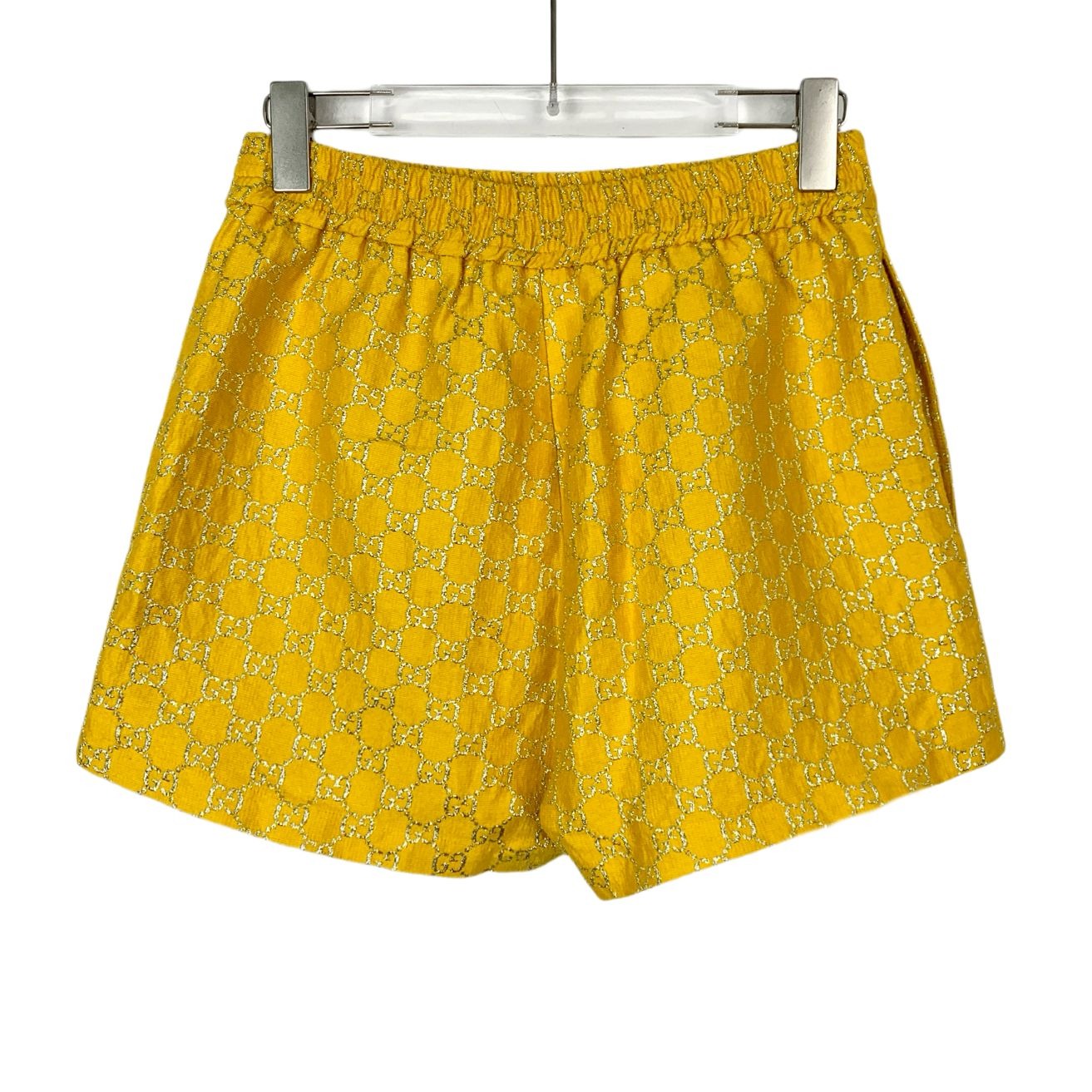 Gucci Yellow Logo Embroidery Wool Elastic Waist Shorts (Size 38)