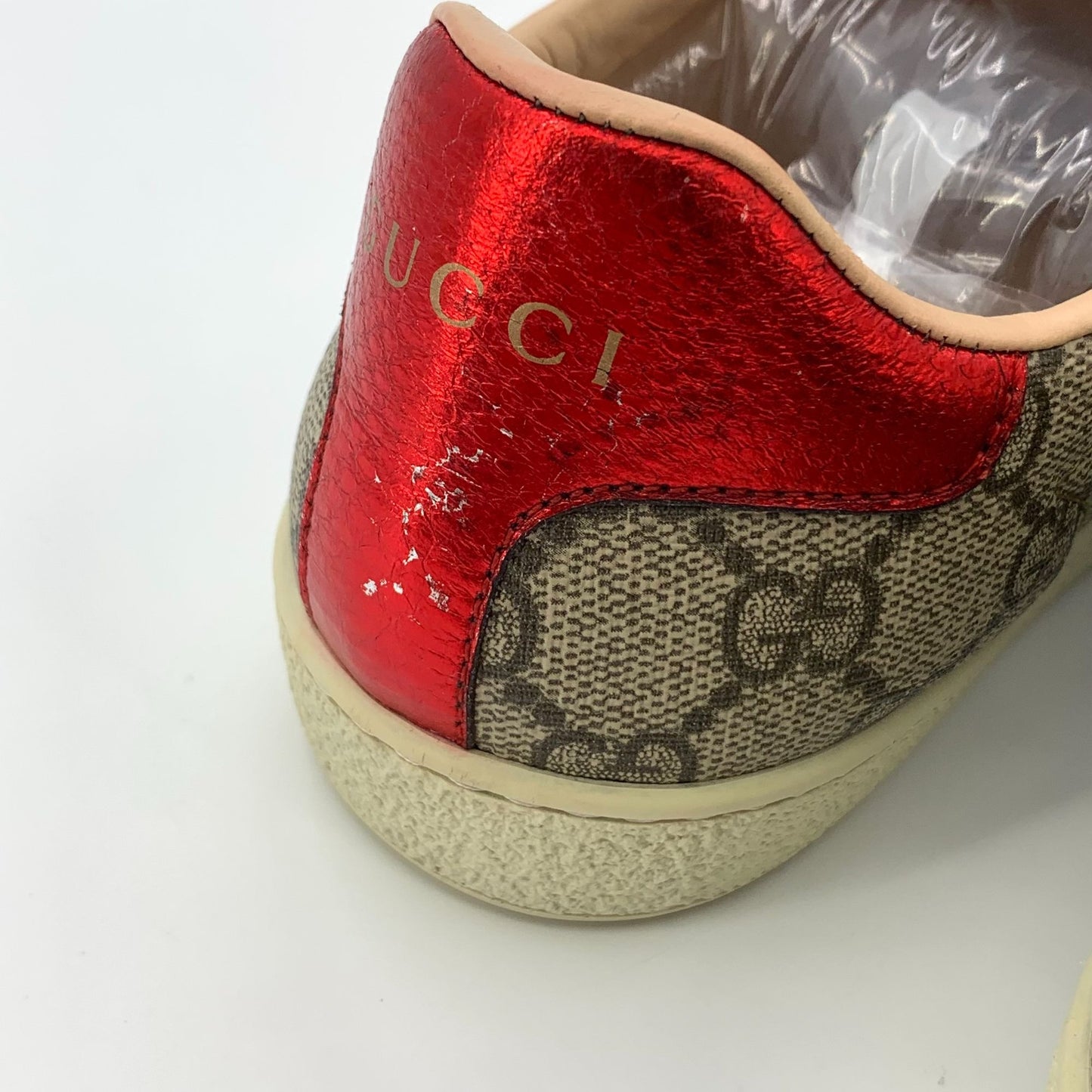 Gucci Ace Series GG Monogram Sneakers Womens Size 35 Beige/Red/Blue Made In Italy