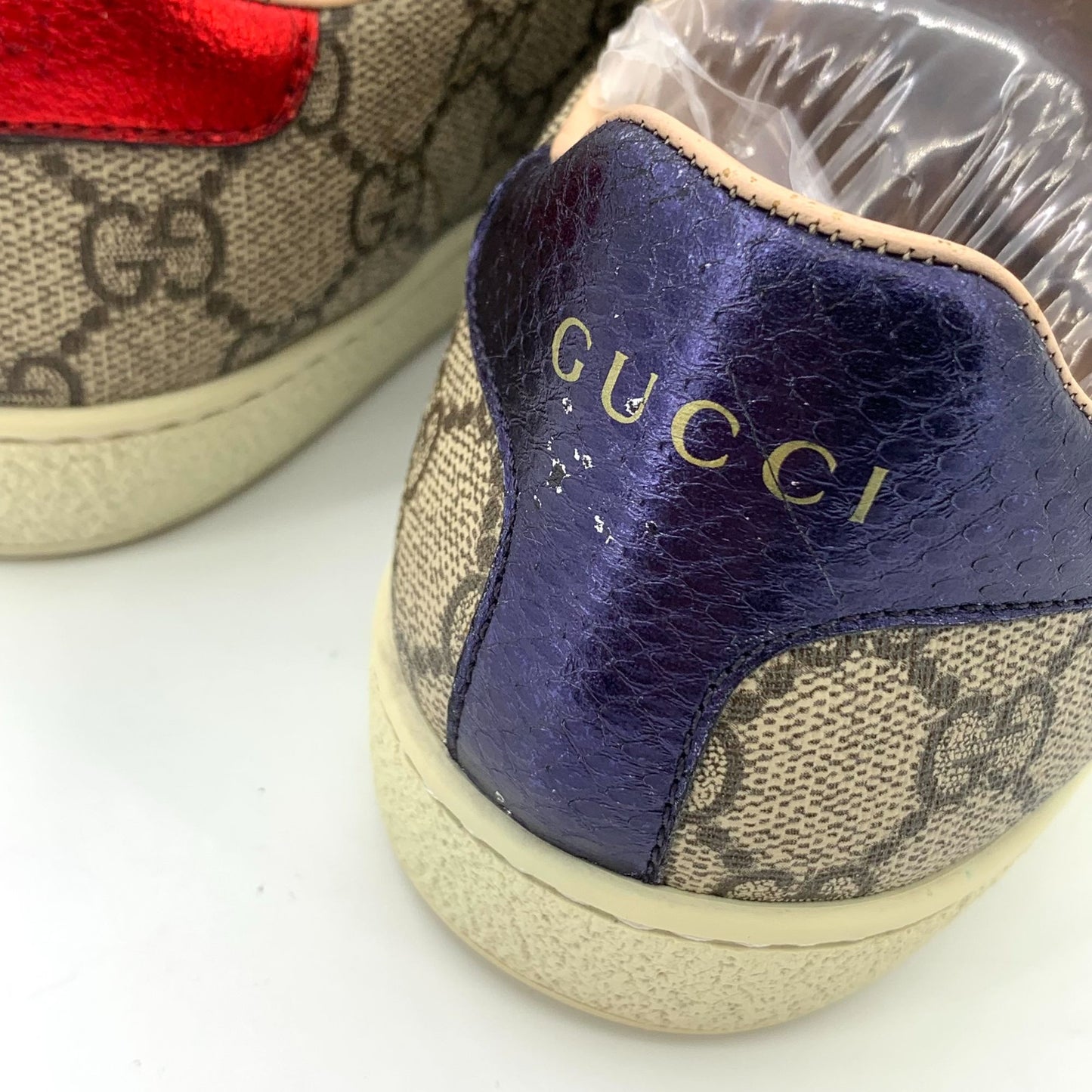 Gucci Ace Series GG Monogram Sneakers Womens Size 35 Beige/Red/Blue Made In Italy