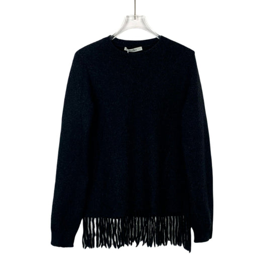 MaxMara Black Fringe Wool Blend Crew-Neck Sweater Size S