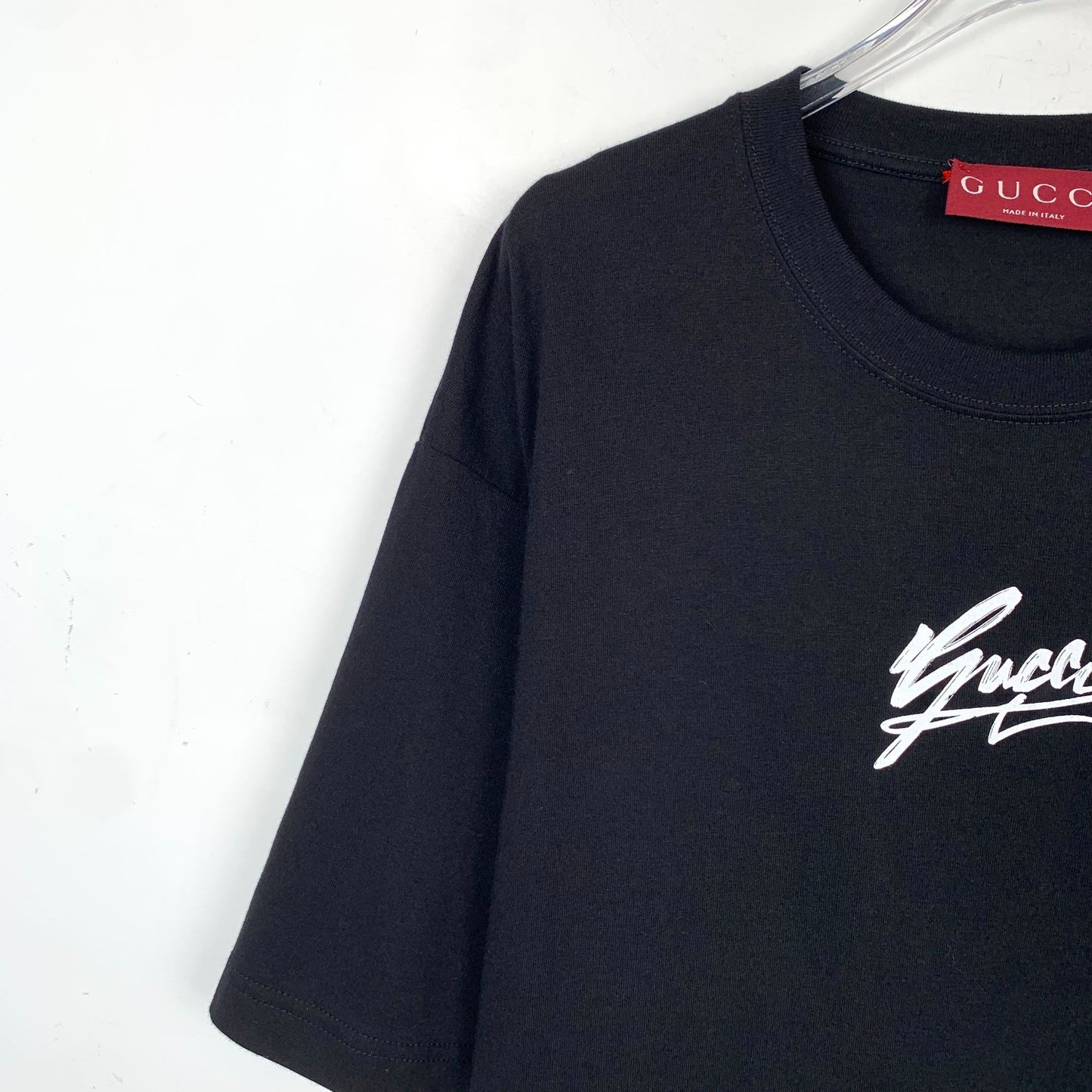 Gucci Black Logo Print Cotton T-Shirt (Size XL)