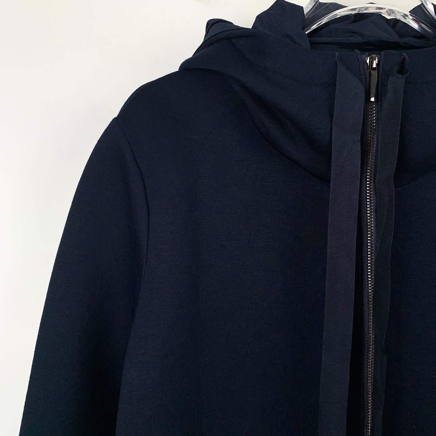 Maxmara Blue Hooded Zip-Up Coat