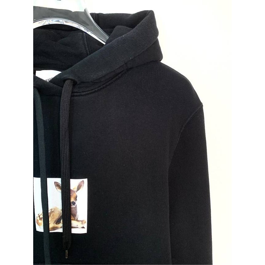 Burberry Black Deer Print Hoodie XS Cotton