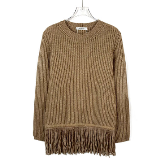 Maxmara Brown Fringe Hem Wool Knit Sweater (Size S)