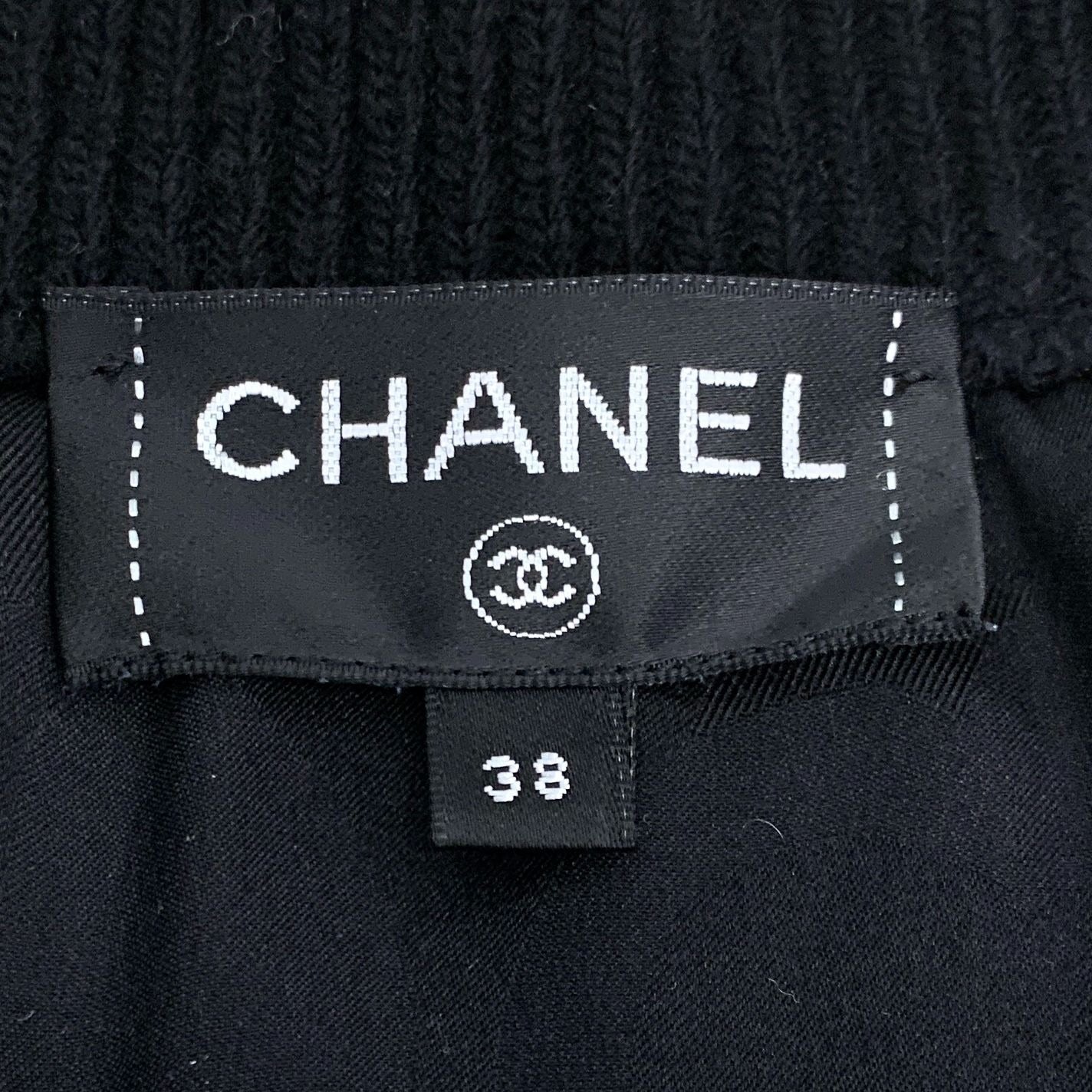 Chanel S-Class Black Wavy Teddy Coat With Double C Logo Zipper Size 38 S