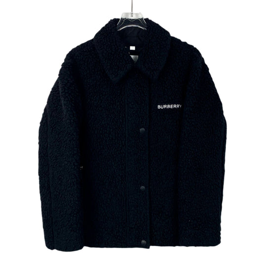 Burberry Black Logo Chain Embroidered Wool Coat (Size XS)