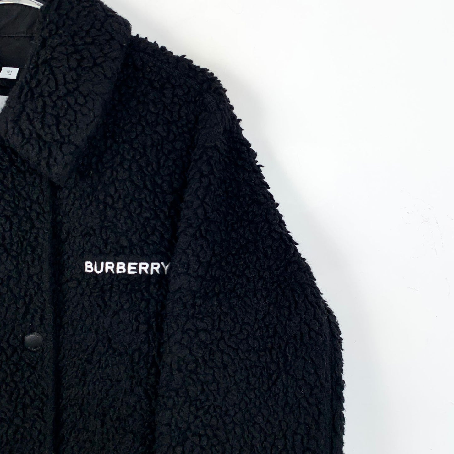 Burberry Black Logo Chain Embroidered Wool Coat (Size XS)