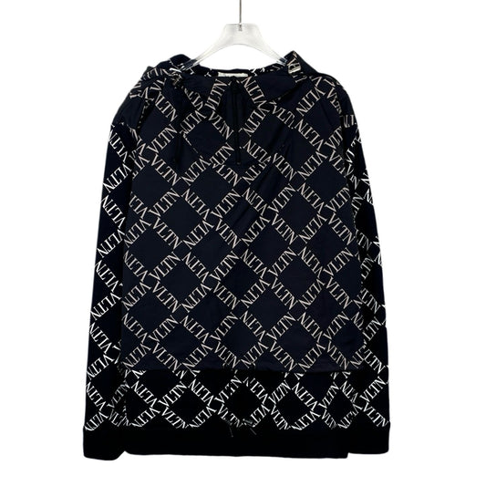 Valentino Black Logo Print Hooded Half-Zip Sweatshirt (Size M)