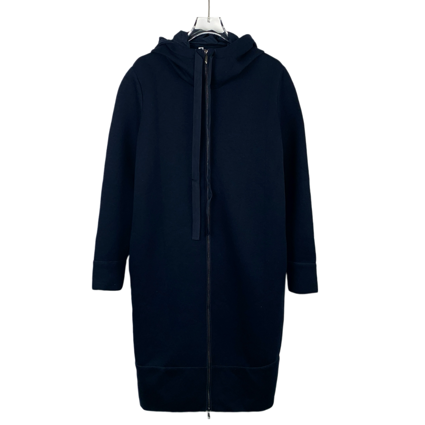 Maxmara Blue Hooded Zip-Up Coat