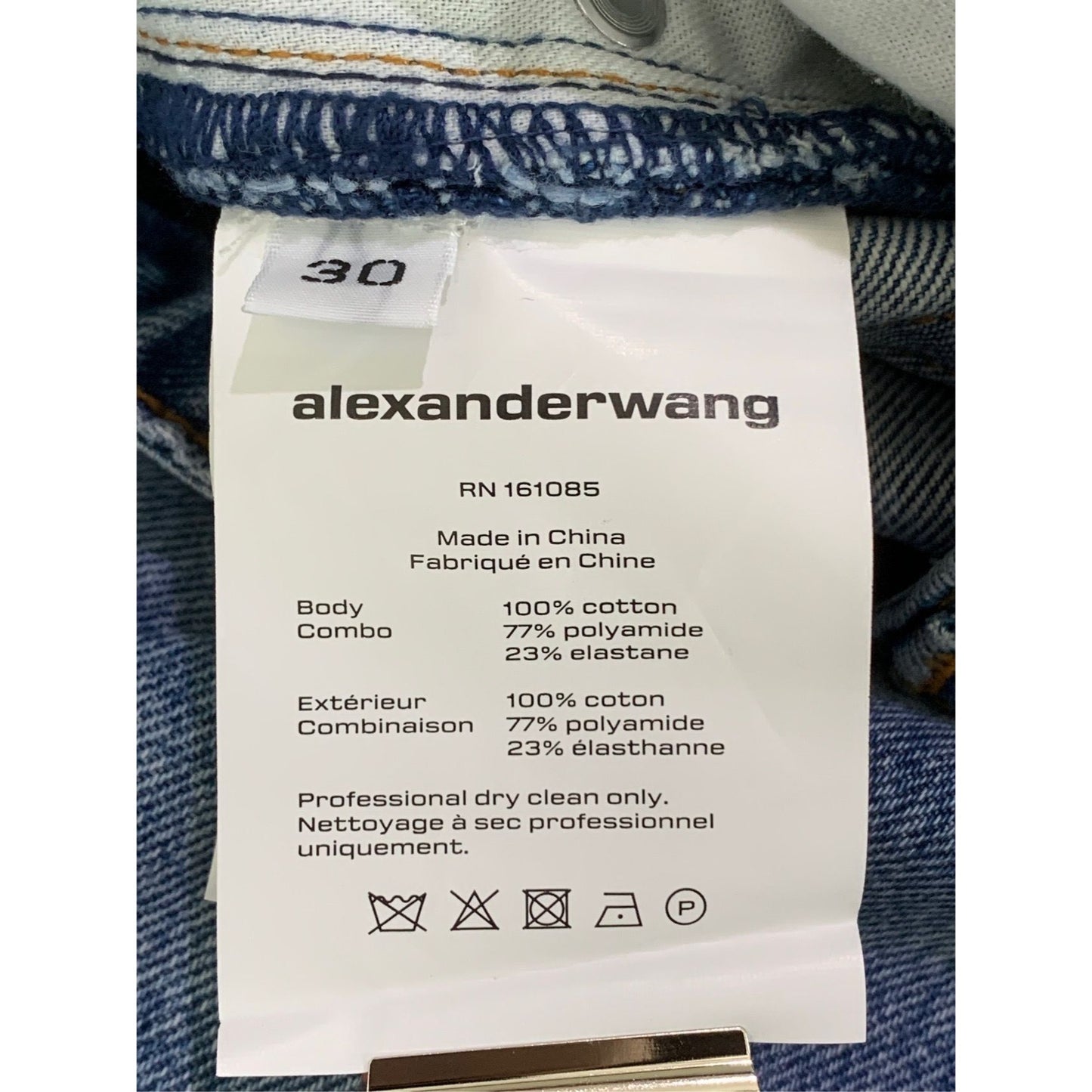 Alexander Wang Unilateral Bikini Straight Leg Jeans Size 30 Cotton Blend