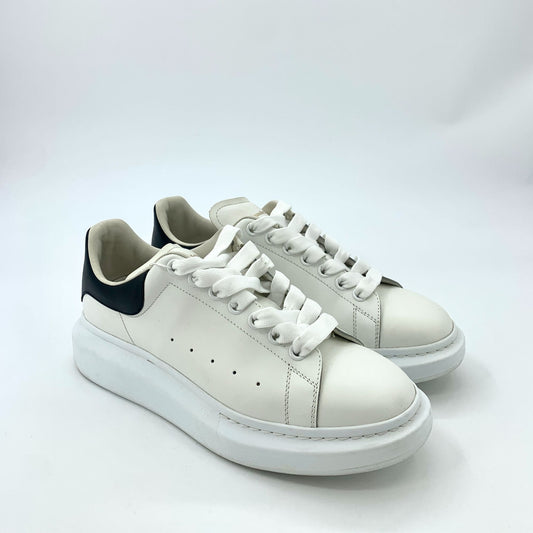 Alexander McQueen Mens White & Black Leather Platform Sneakers Size 42