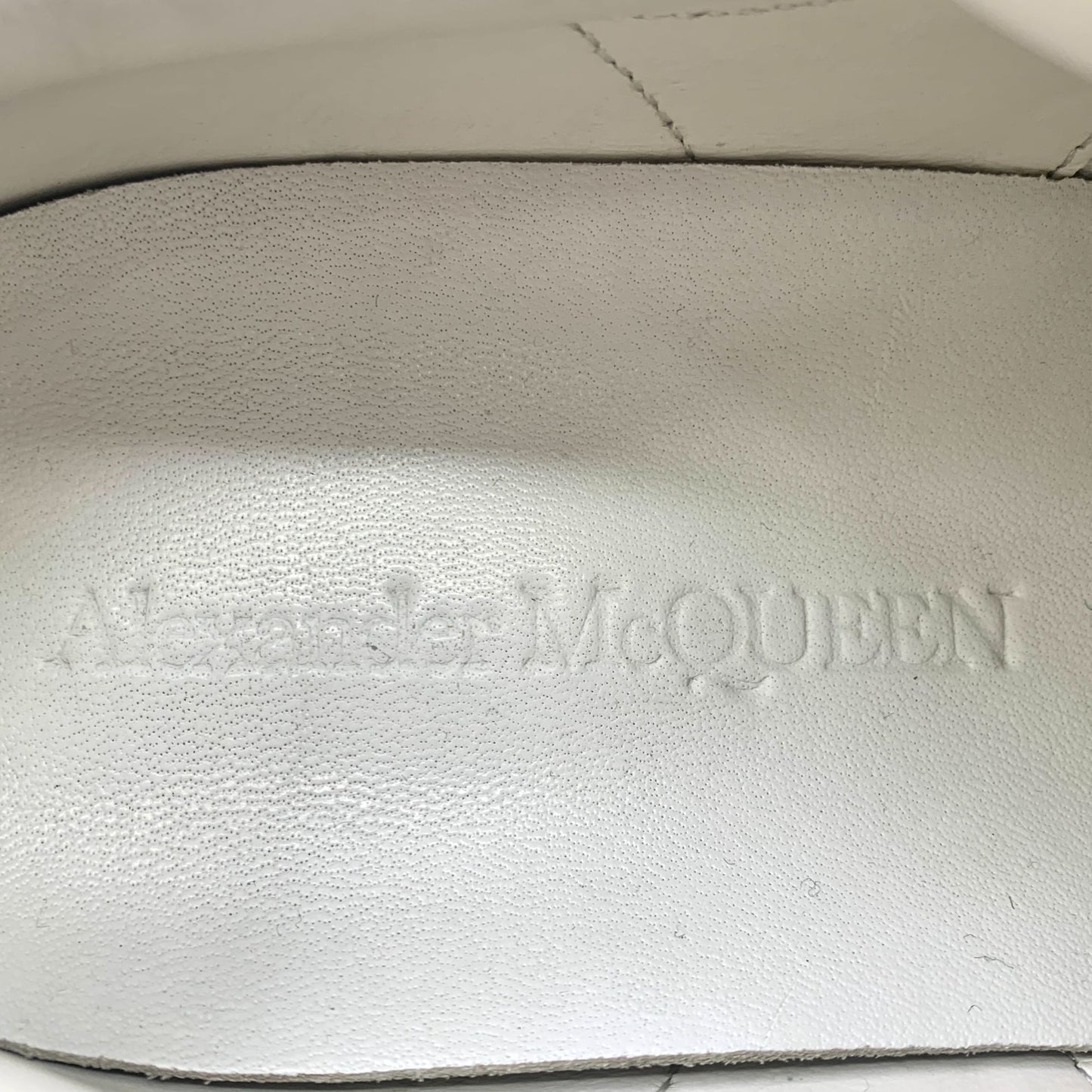 Alexander McQueen Mens White & Black Leather Platform Sneakers Size 42