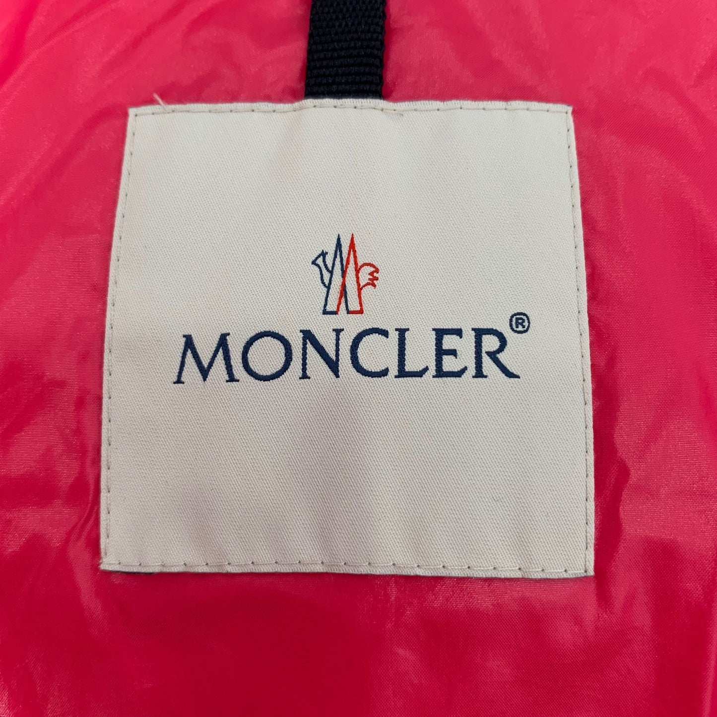 Moncler Red Velvet Logo Down Jacket (Size XXS)