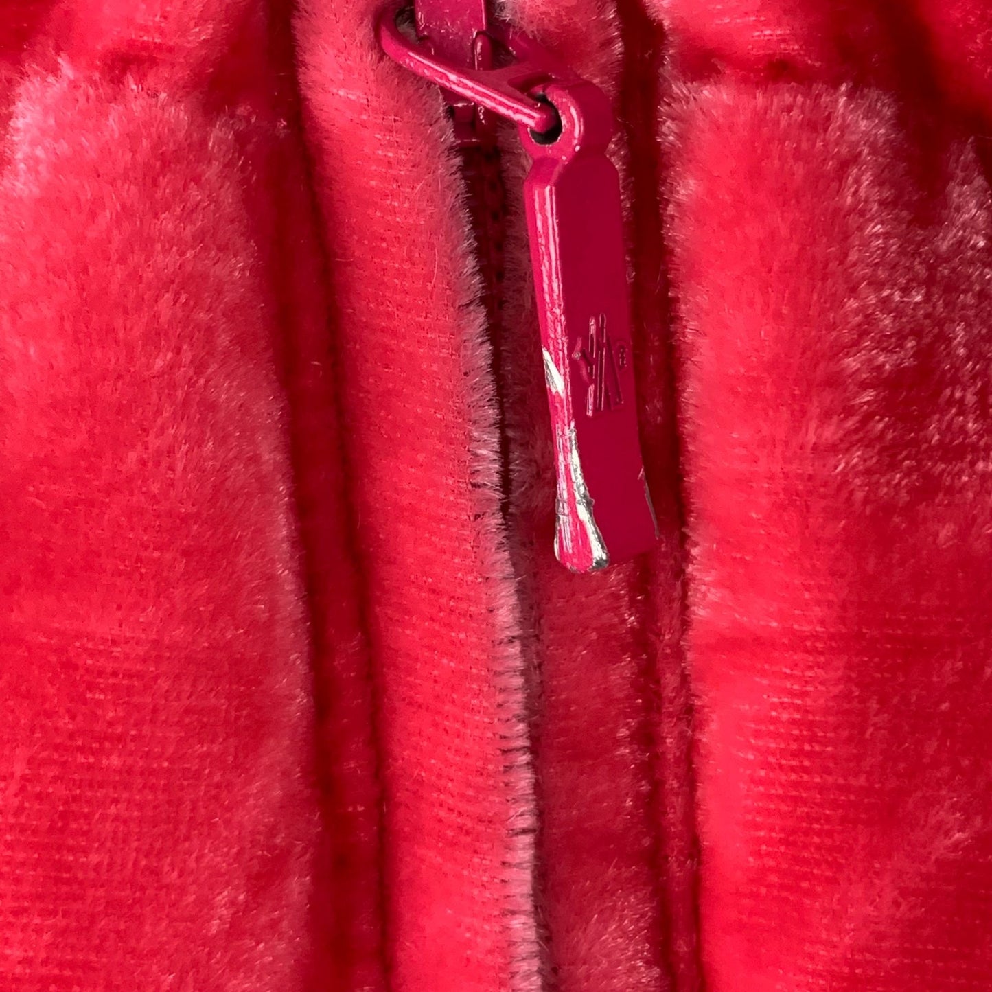 Moncler Red Velvet Logo Down Jacket (Size XXS)