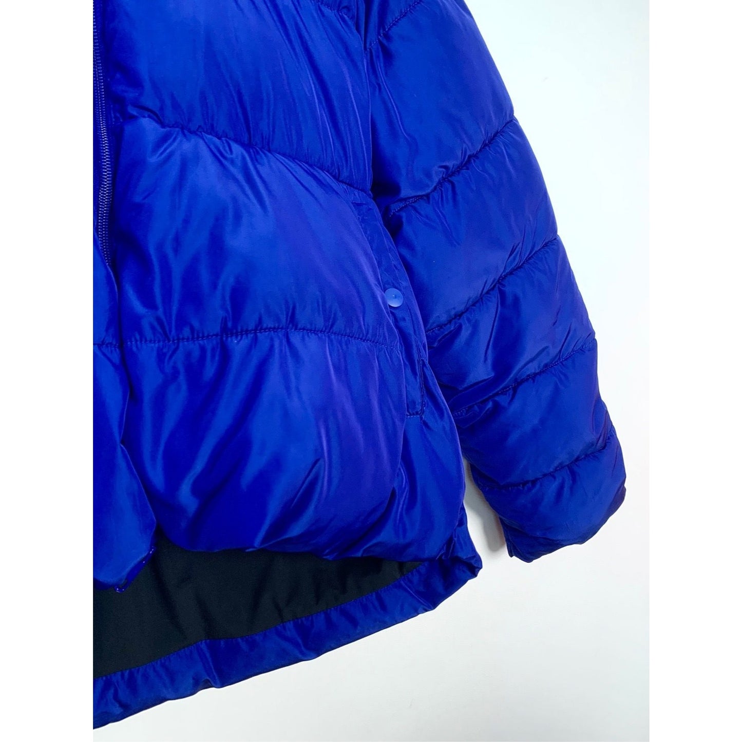 Balenciaga Royal Blue Puffer Jacket With Stand-Up Collar & Zipper Closure Size 44