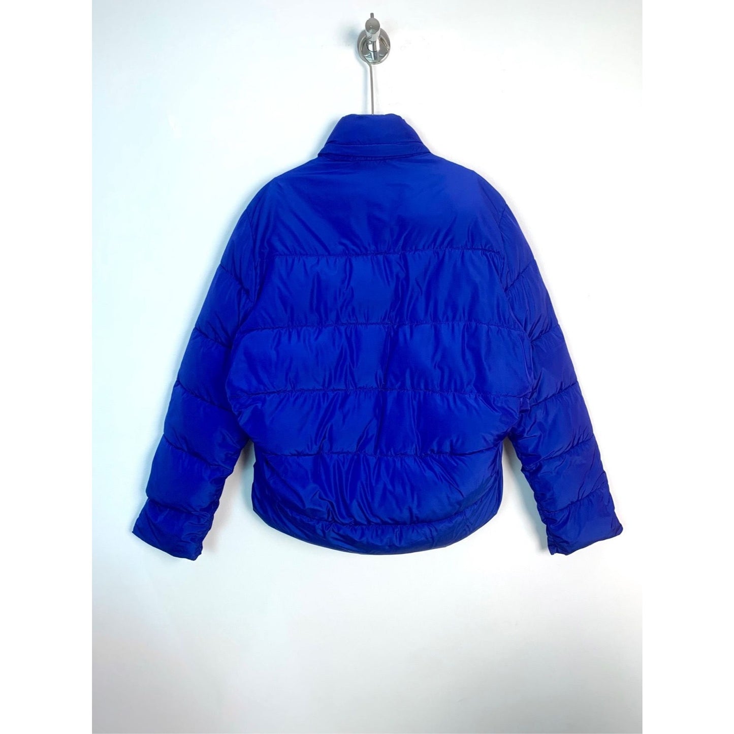 Balenciaga Royal Blue Puffer Jacket With Stand-Up Collar & Zipper Closure Size 44