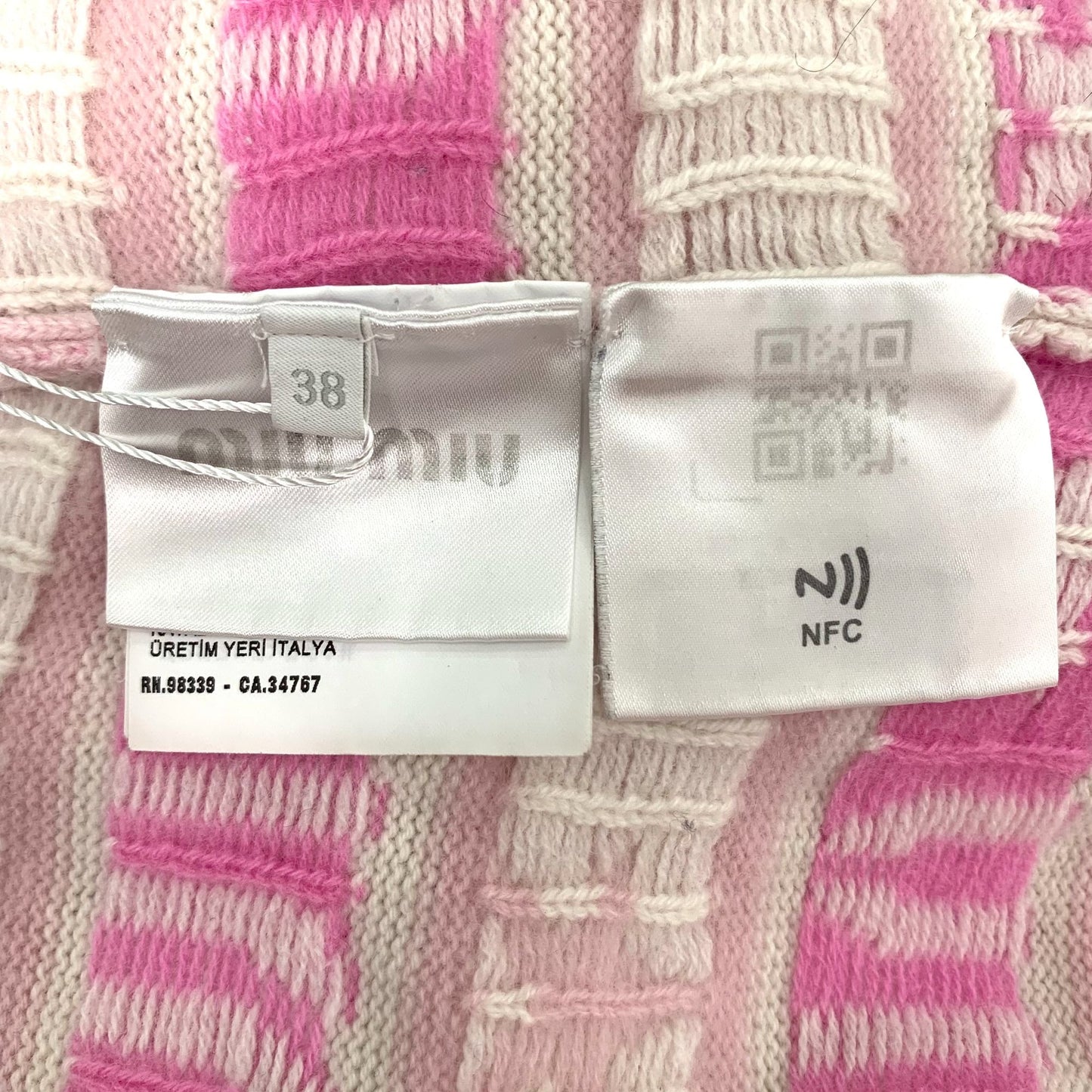 Miu Miu Pink & White Logo Star Pattern Sweater Size 38 S Made In Italy