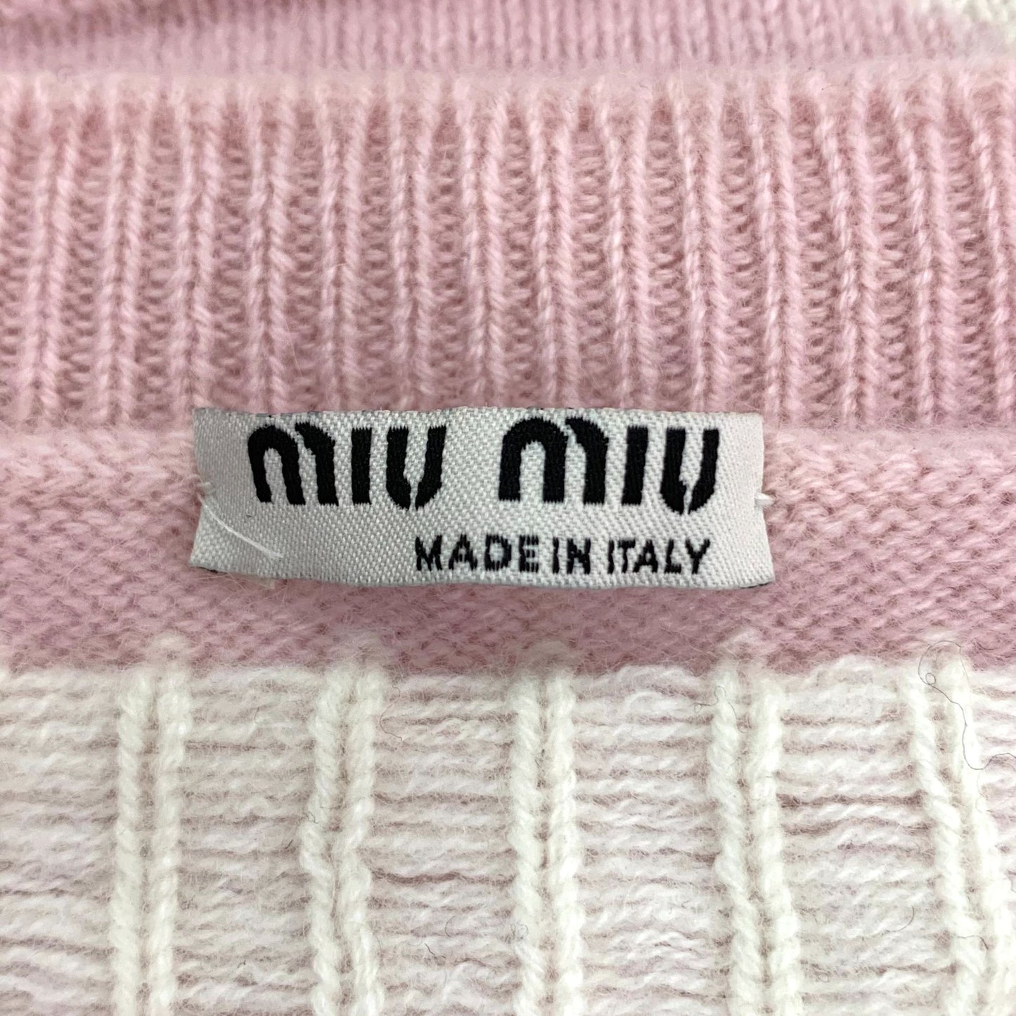 Miu Miu Pink & White Logo Star Pattern Sweater Size 38 S Made In Italy