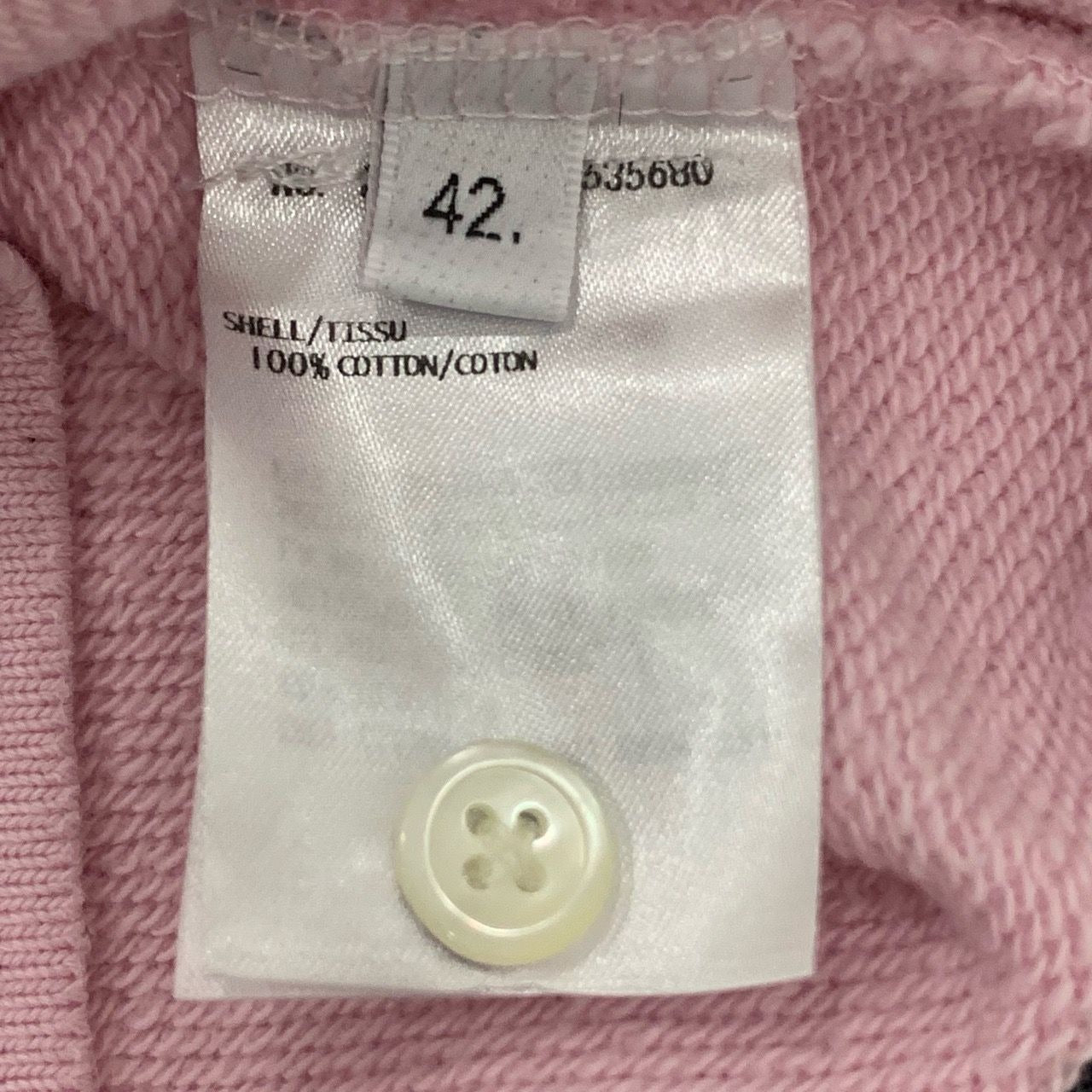 Thom Browne Womens Pink Cotton Pullover Sweatshirt With Four-Bar Stripe & Button Detail Made In Japan Size 42