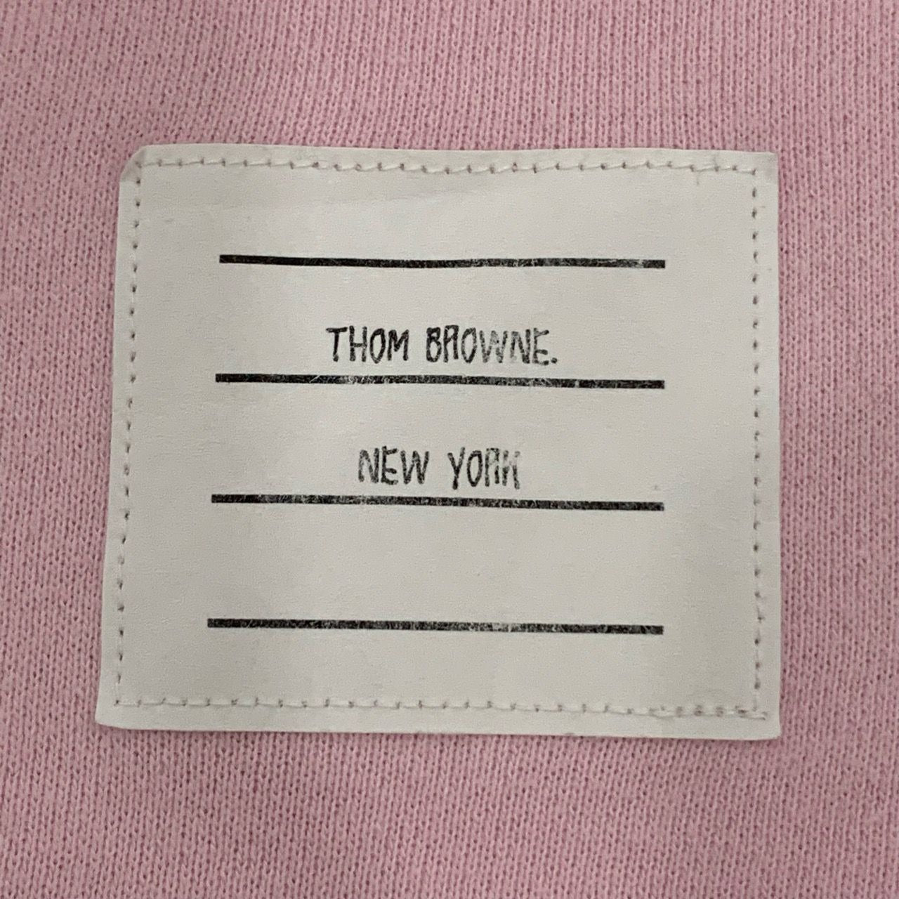 Thom Browne Womens Pink Cotton Pullover Sweatshirt With Four-Bar Stripe & Button Detail Made In Japan Size 42