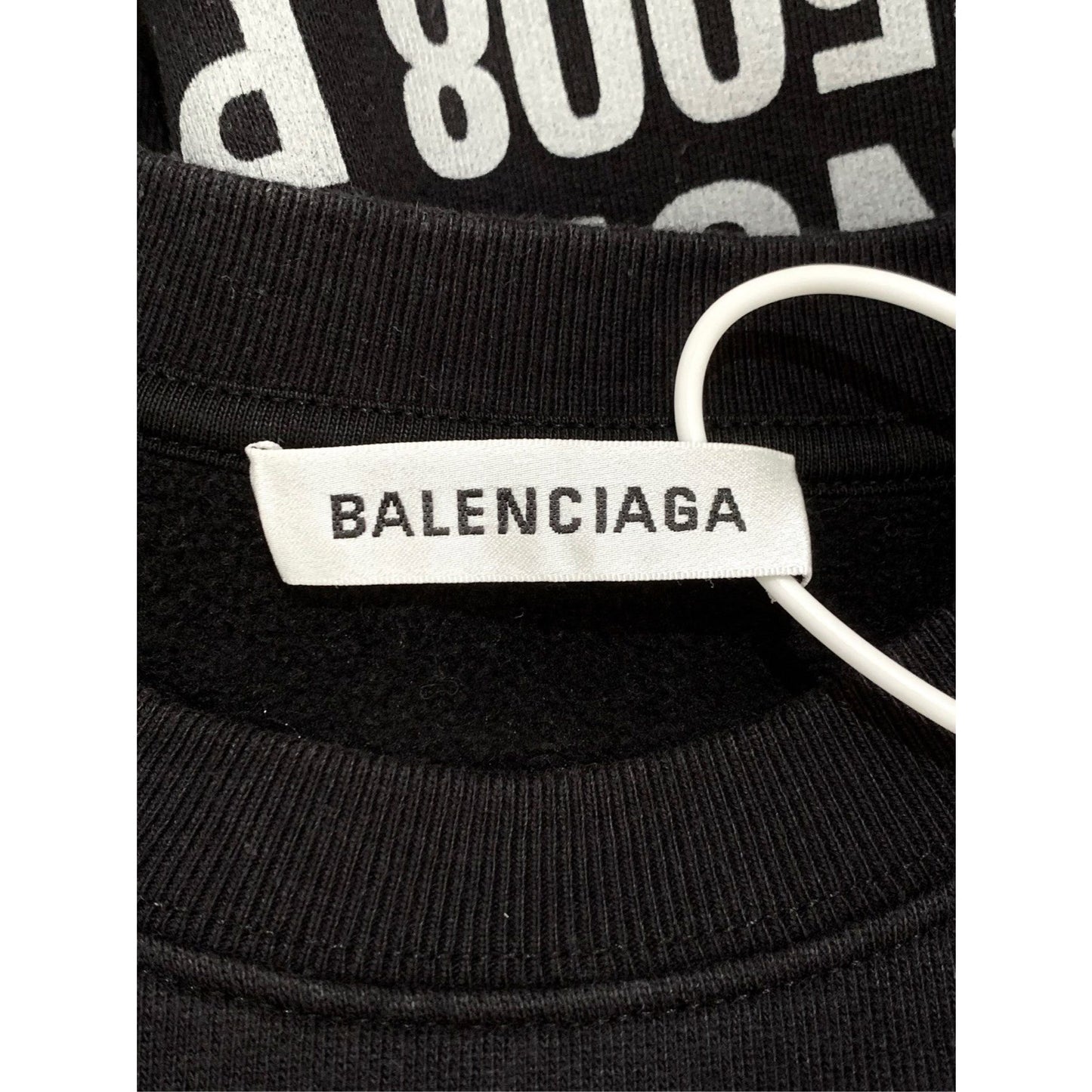 Balenciaga Black New Logo Graphic Sweatshirt Fleece Unisex Round Neck Long Sleeve S