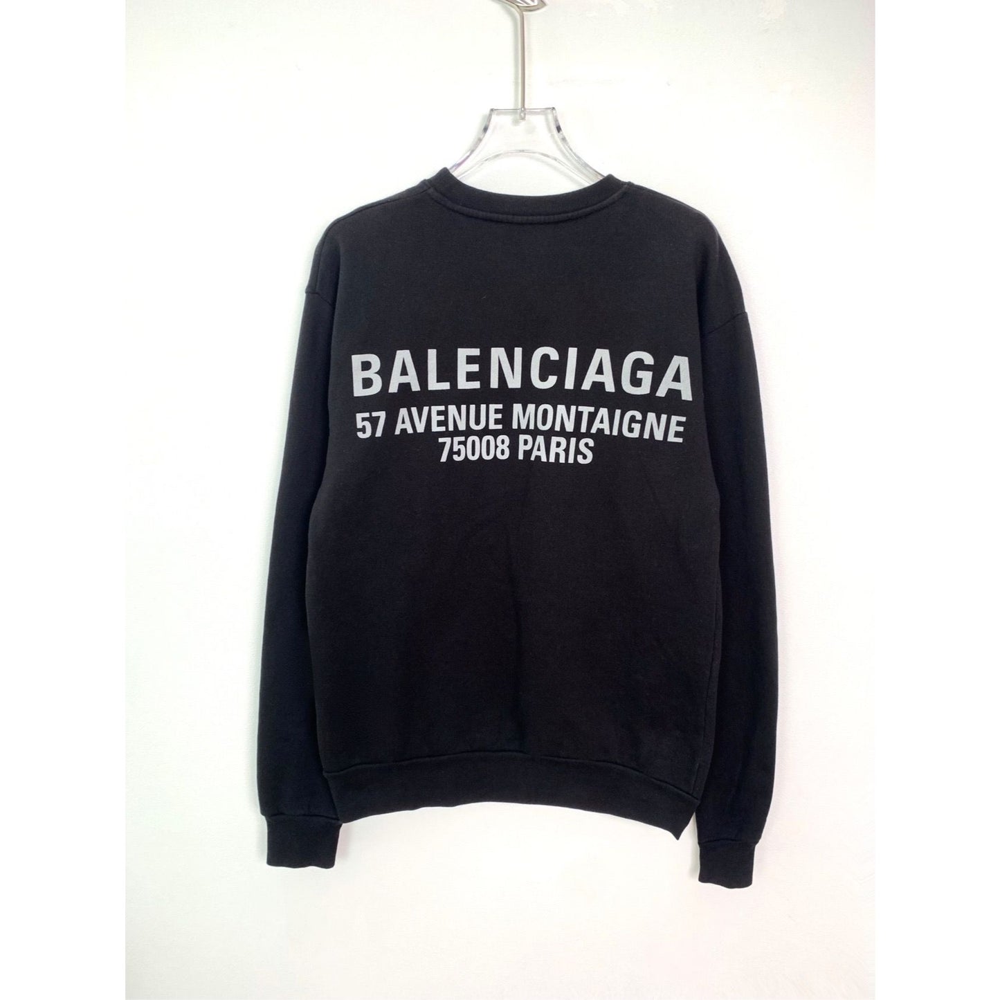 Balenciaga Black New Logo Graphic Sweatshirt Fleece Unisex Round Neck Long Sleeve S