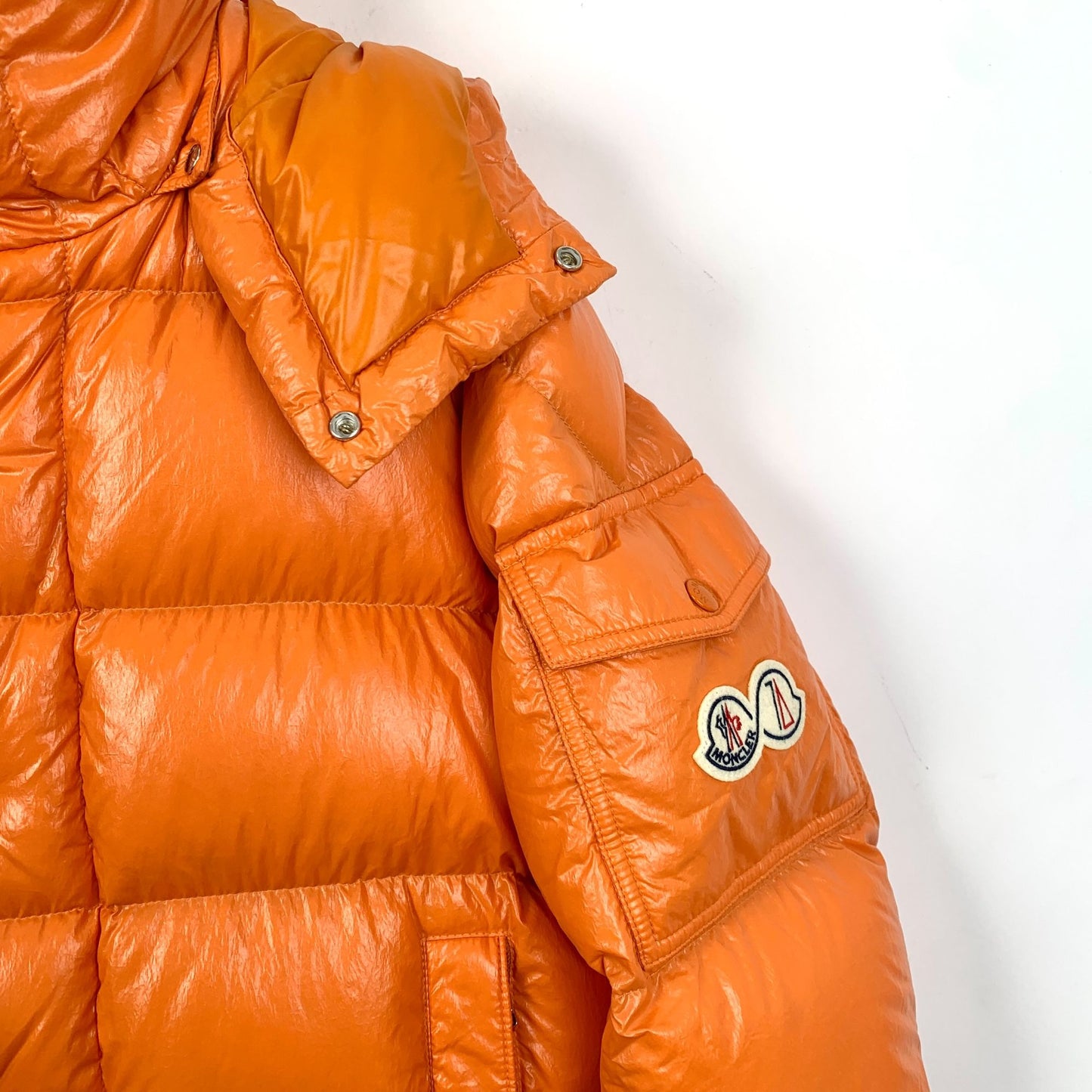 Moncler Maya Series 2022 Orange Hooded Quilted Down Jacket