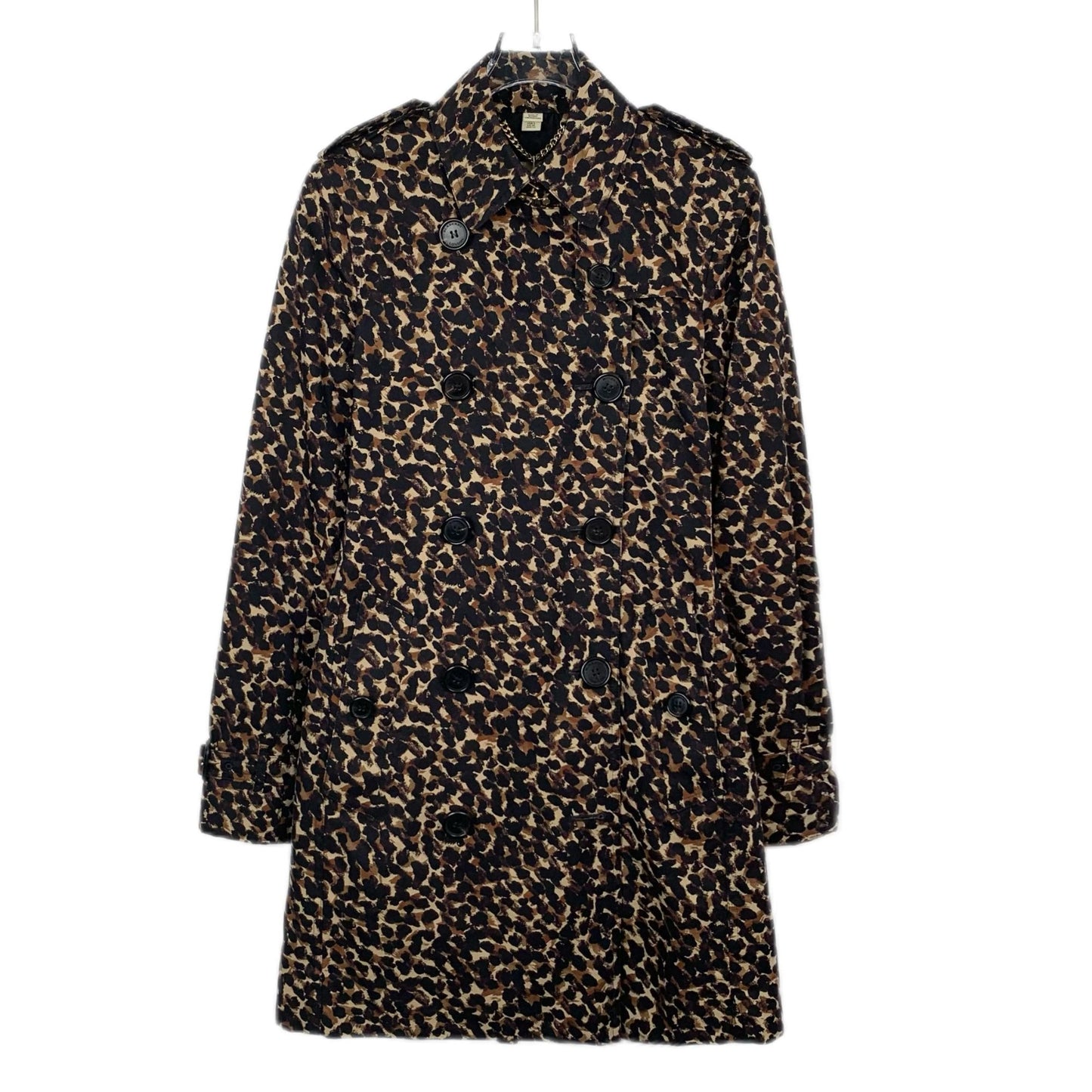 Burberry Brown Leopard Print Cotton Double-Breasted Trench Coat with Belt (Size XS)