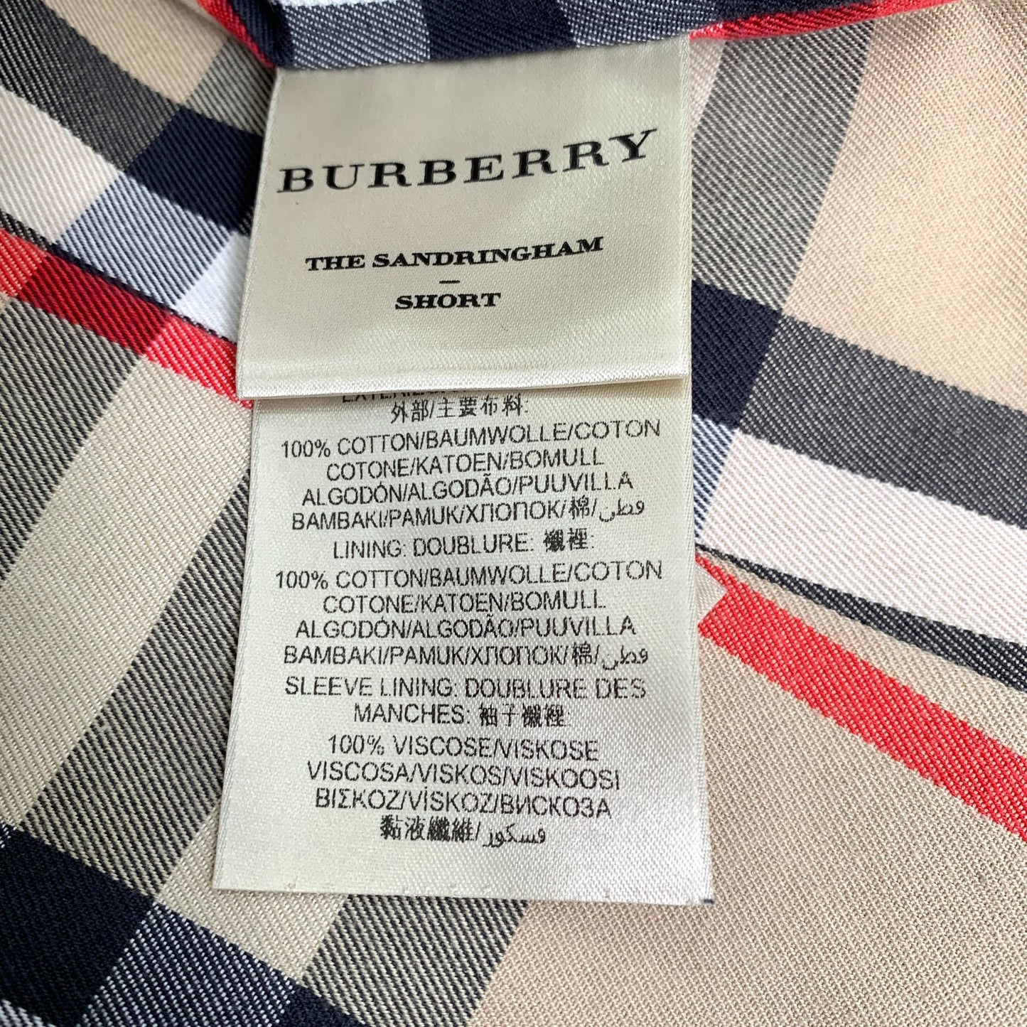 Burberry "The Sandringham" Short Trench Coat Beige Double-Breasted Size 36 XS Cotton Made In UK