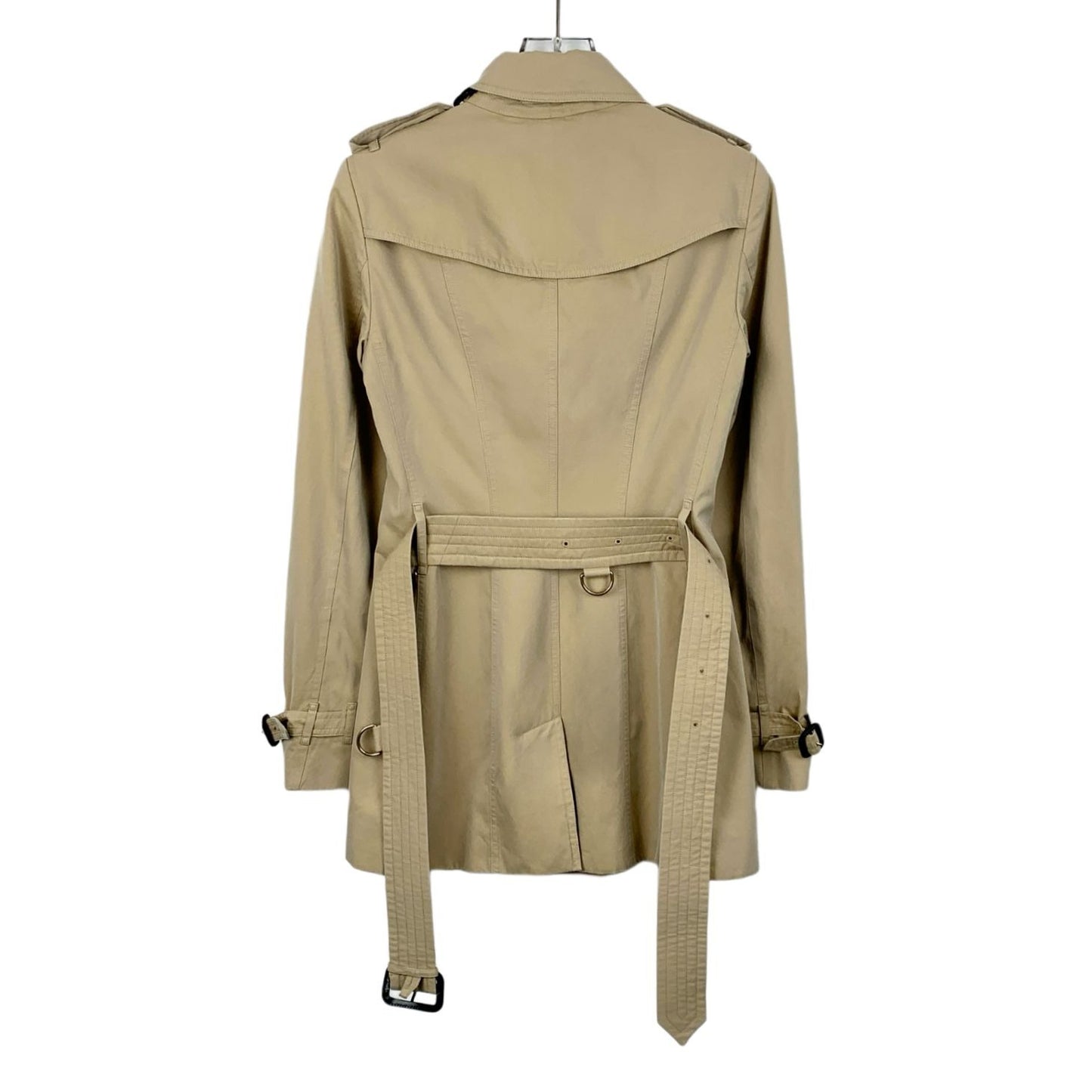 Burberry "The Sandringham" Short Trench Coat Beige Double-Breasted Size 36 XS Cotton Made In UK