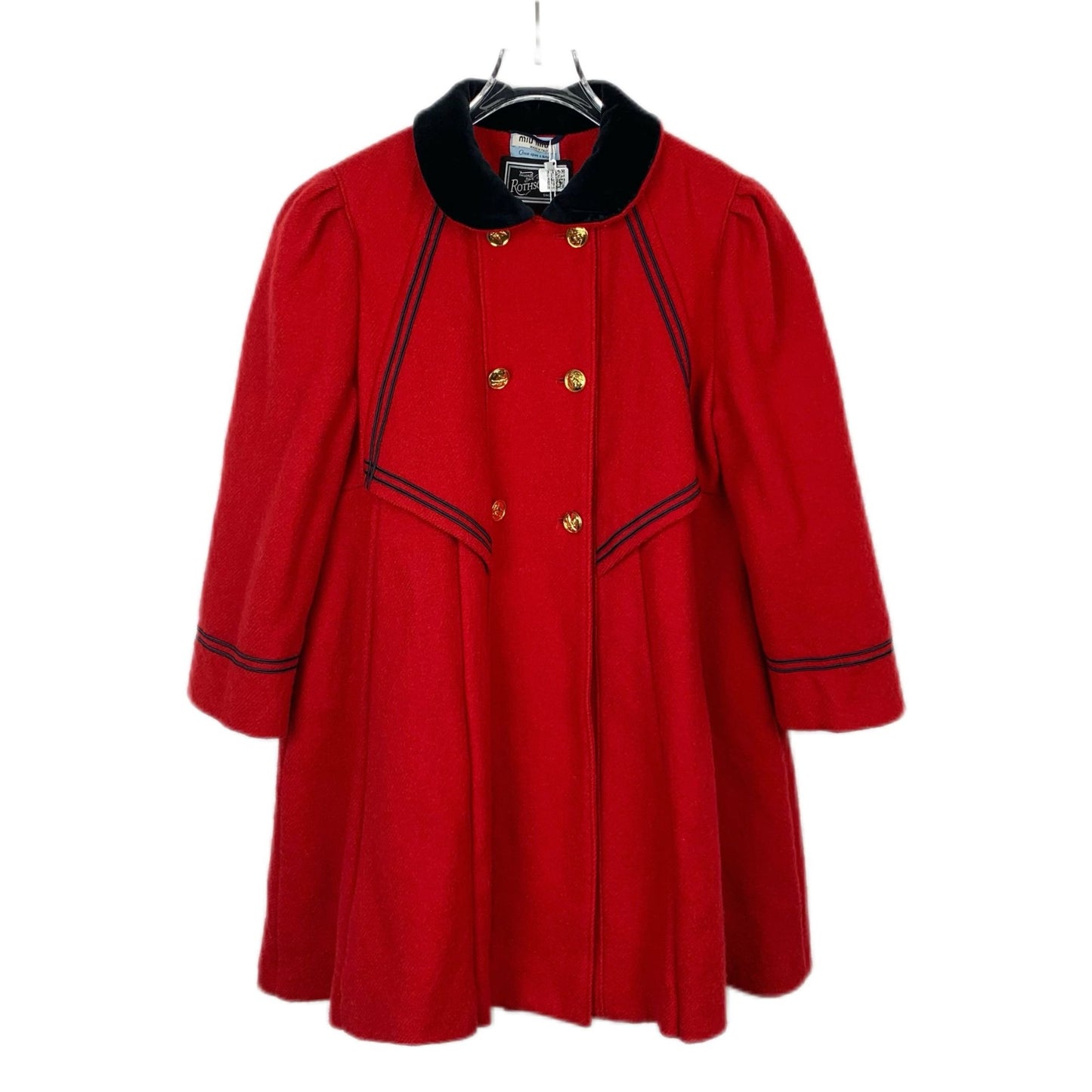 Miu Miu Red Wool Double-Breasted Coat with Doll Collar (Size 42)