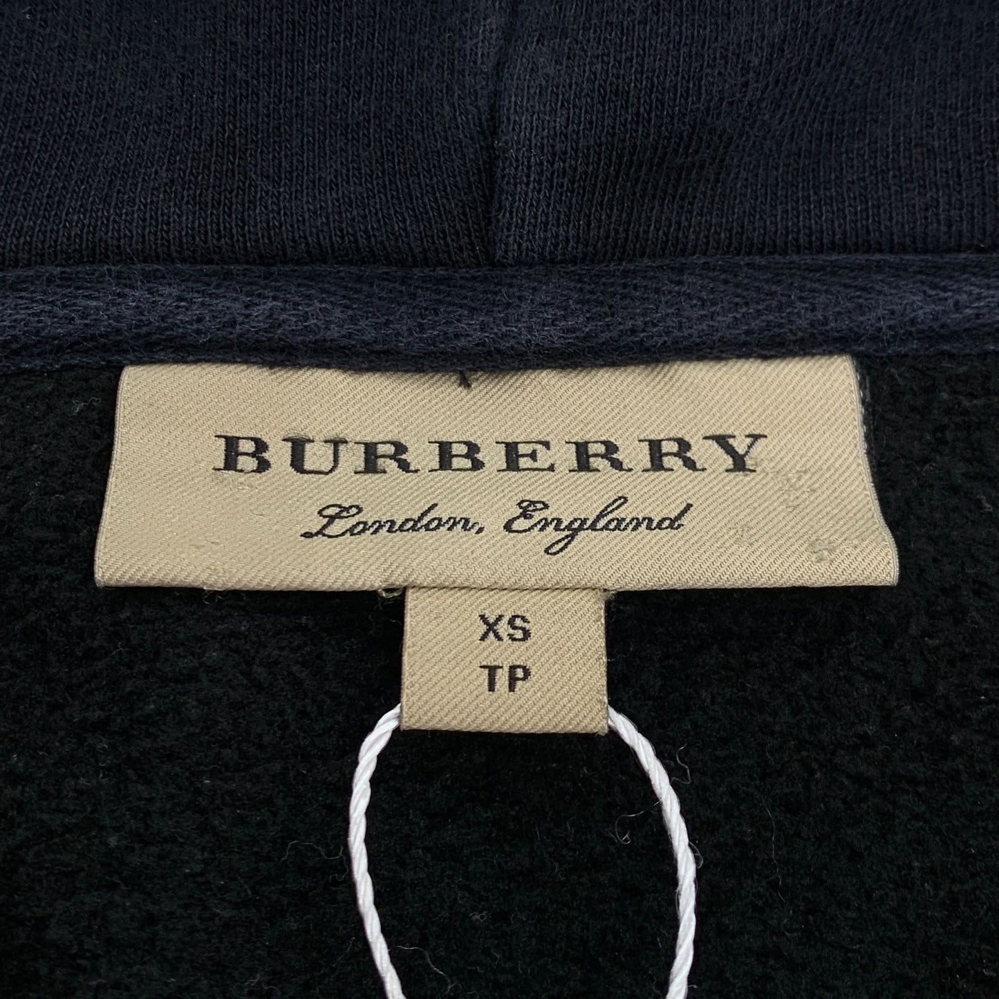 Burberry Black Cotton Embroidered Logo Hoodie XS