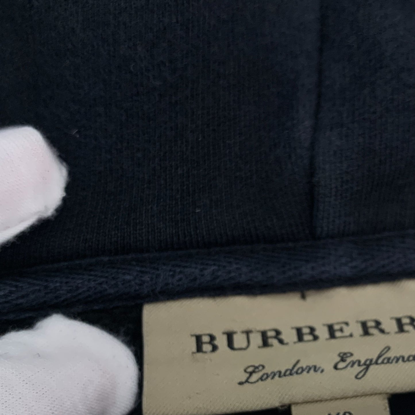 Burberry Black Cotton Embroidered Logo Hoodie XS