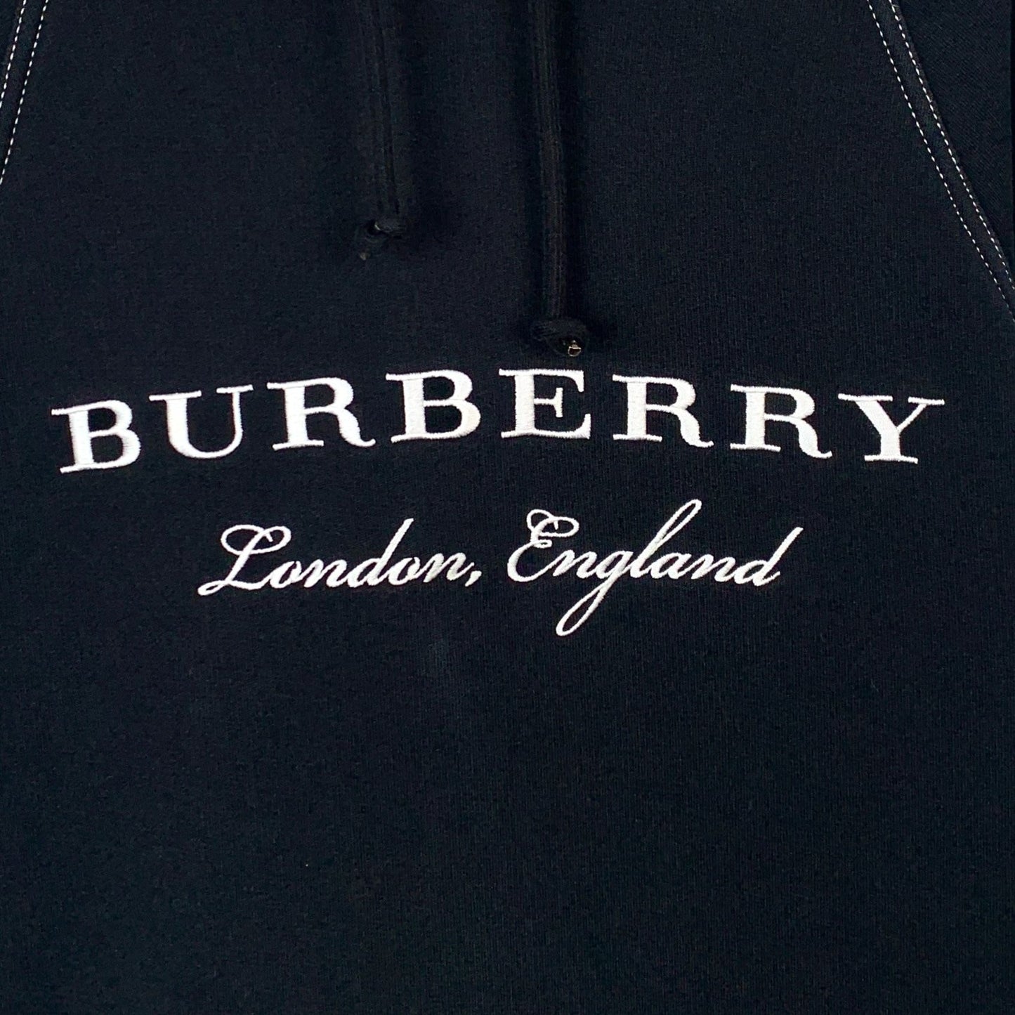 Burberry Black Cotton Embroidered Logo Hoodie XS