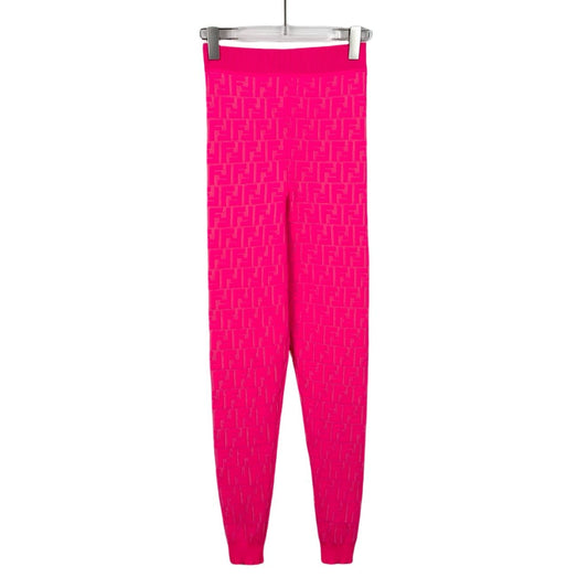 Fendi Pink Logo Monogram Knit Jogger Pants (Size M)