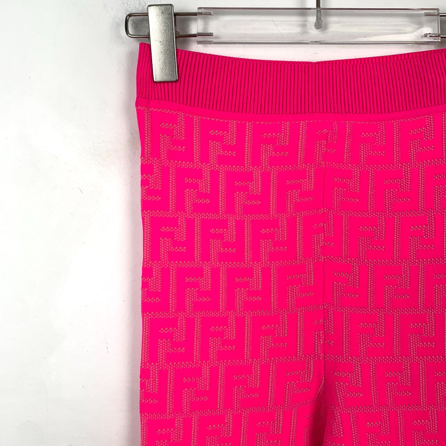 Fendi Pink Logo Monogram Knit Jogger Pants (Size M)