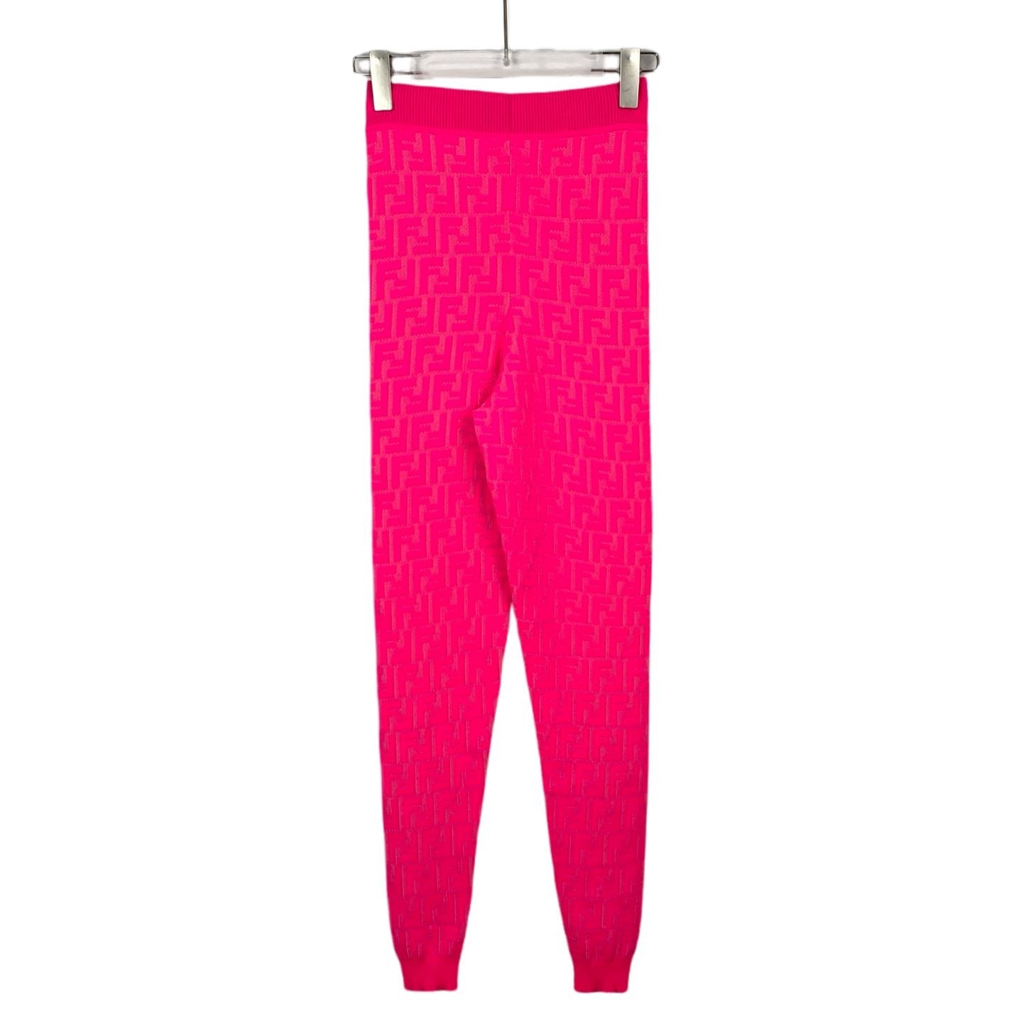 Fendi Pink Logo Monogram Knit Jogger Pants (Size M)