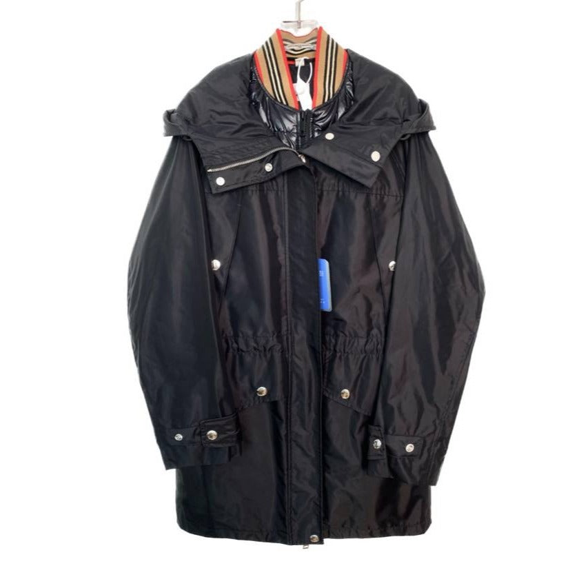 Burberry Black Hooded Nylon Trench Coat & Down Vest