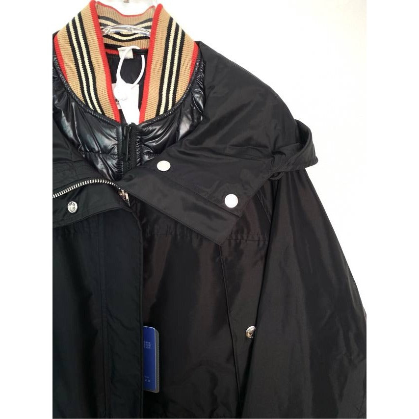 Burberry Black Hooded Nylon Trench Coat & Down Vest