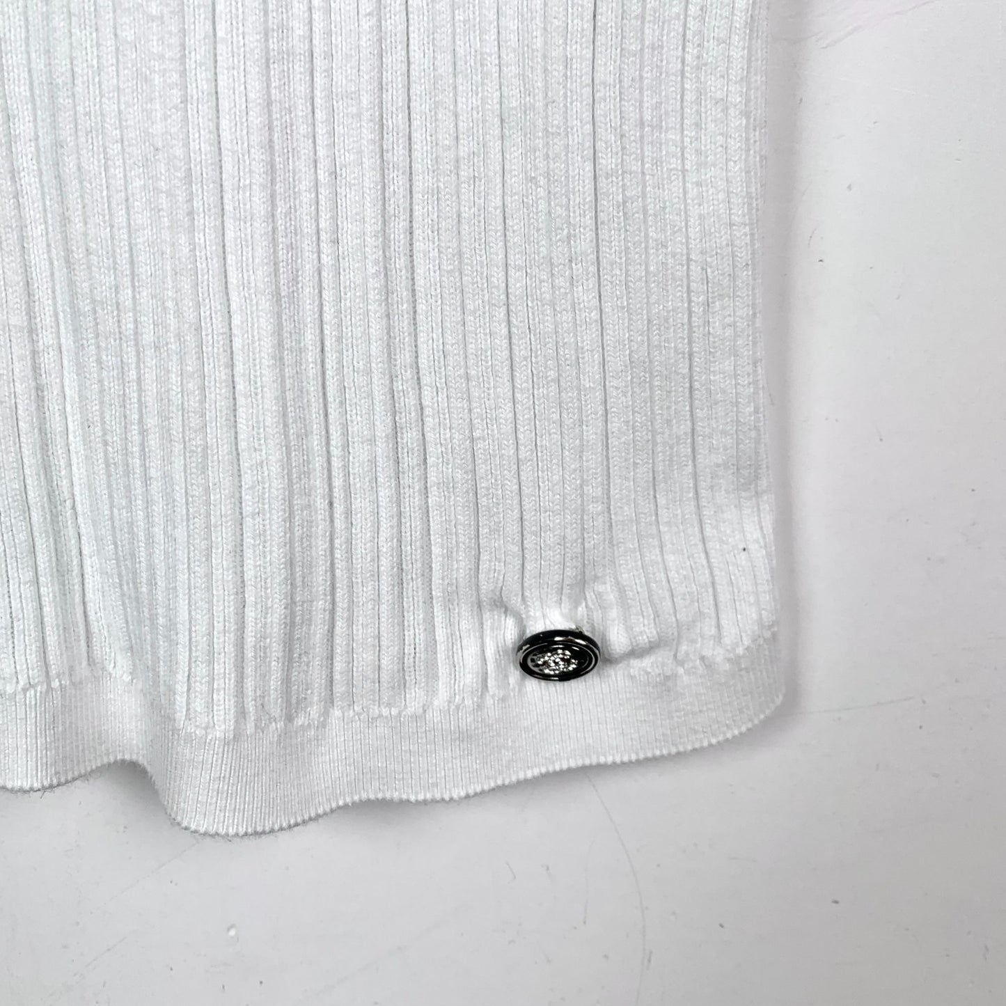 Chanel White Logo Cotton Knit Crewneck T-Shirt (Size 42)