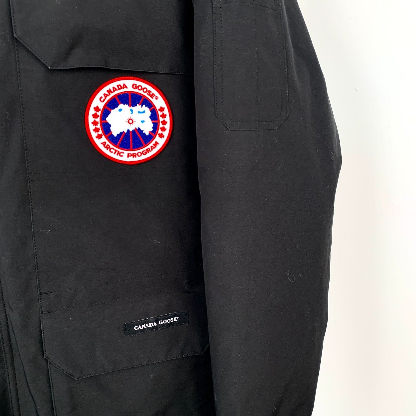 Canada Goose Expedition Series Black Logo Patch Hooded Down Jacket (Size M)