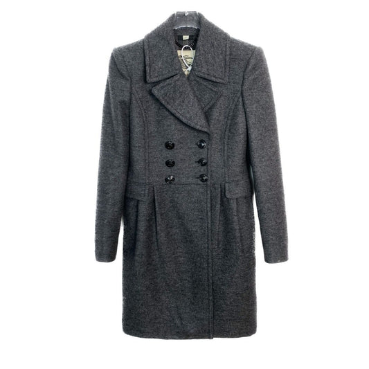 Burberry Womens Dark Grey Wool Double-Breasted Overcoat Size 40/98