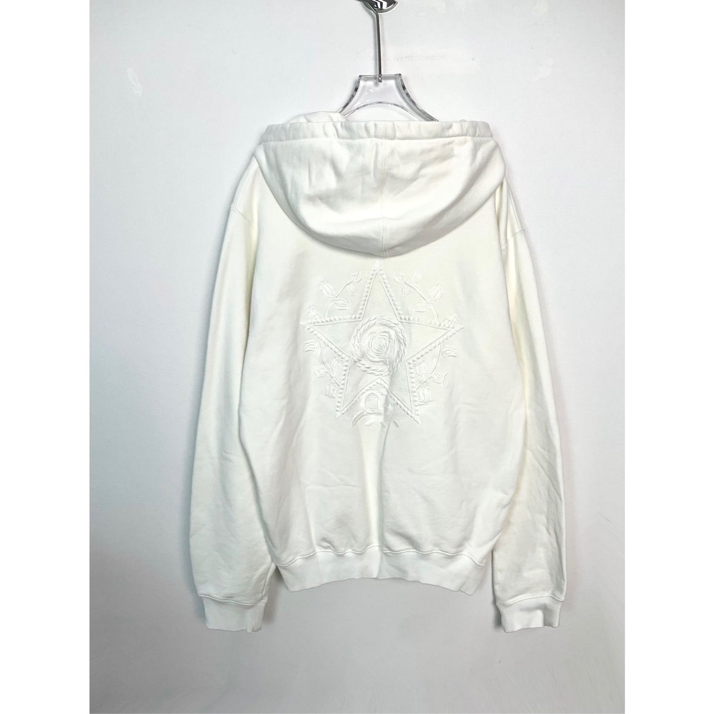 Dior Embroidered Star White Hoodie M Size 100% Cotton & Polyester Blend