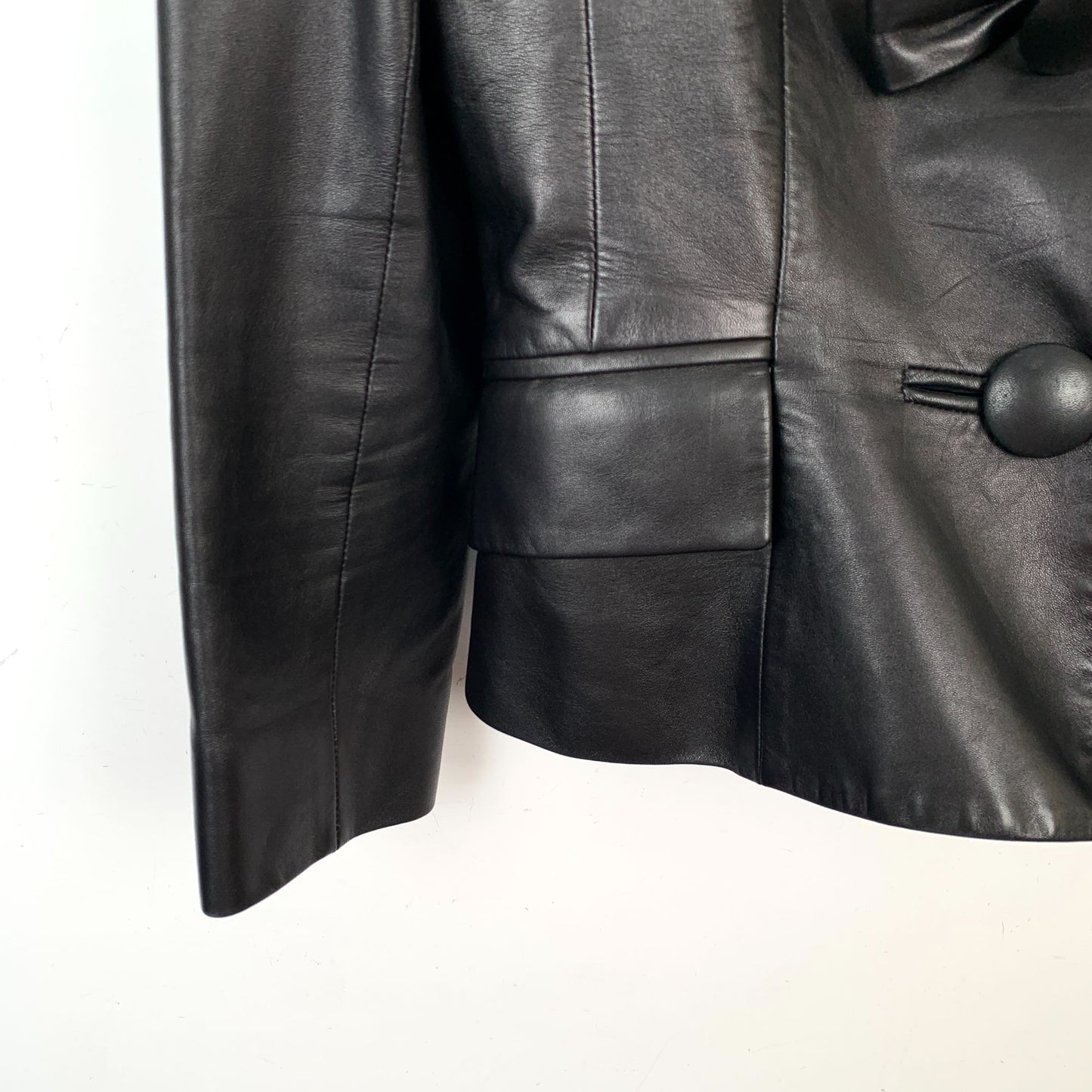 Christian Dior Black Butterfly Embellished Collar Leather Jacket (Size 38)